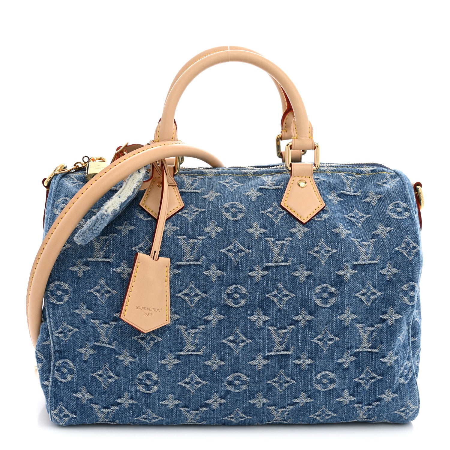 Monogram Denim Speedy Soft 30 Blue