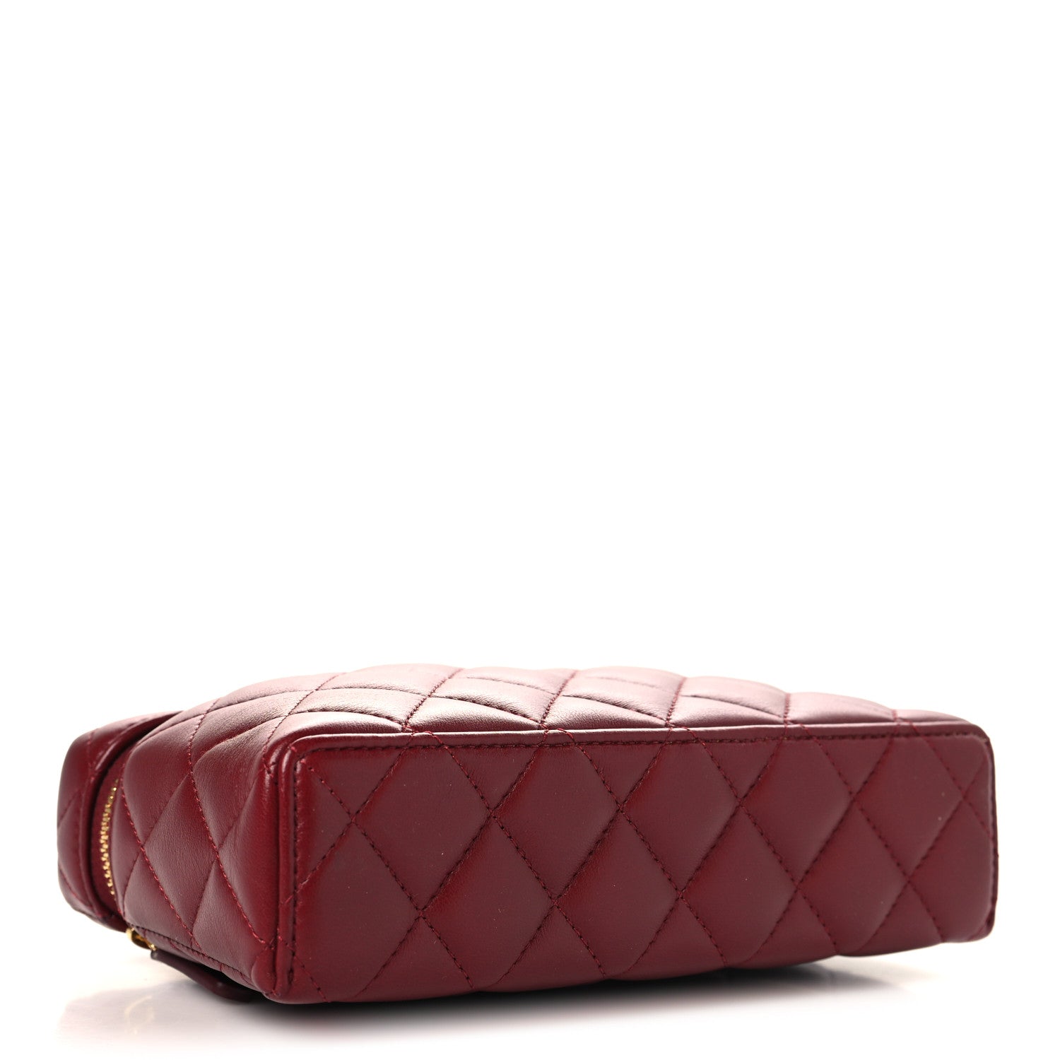 Lambskin Quilted Top Handle Slim Vanity With Chain Burgundy — view 4