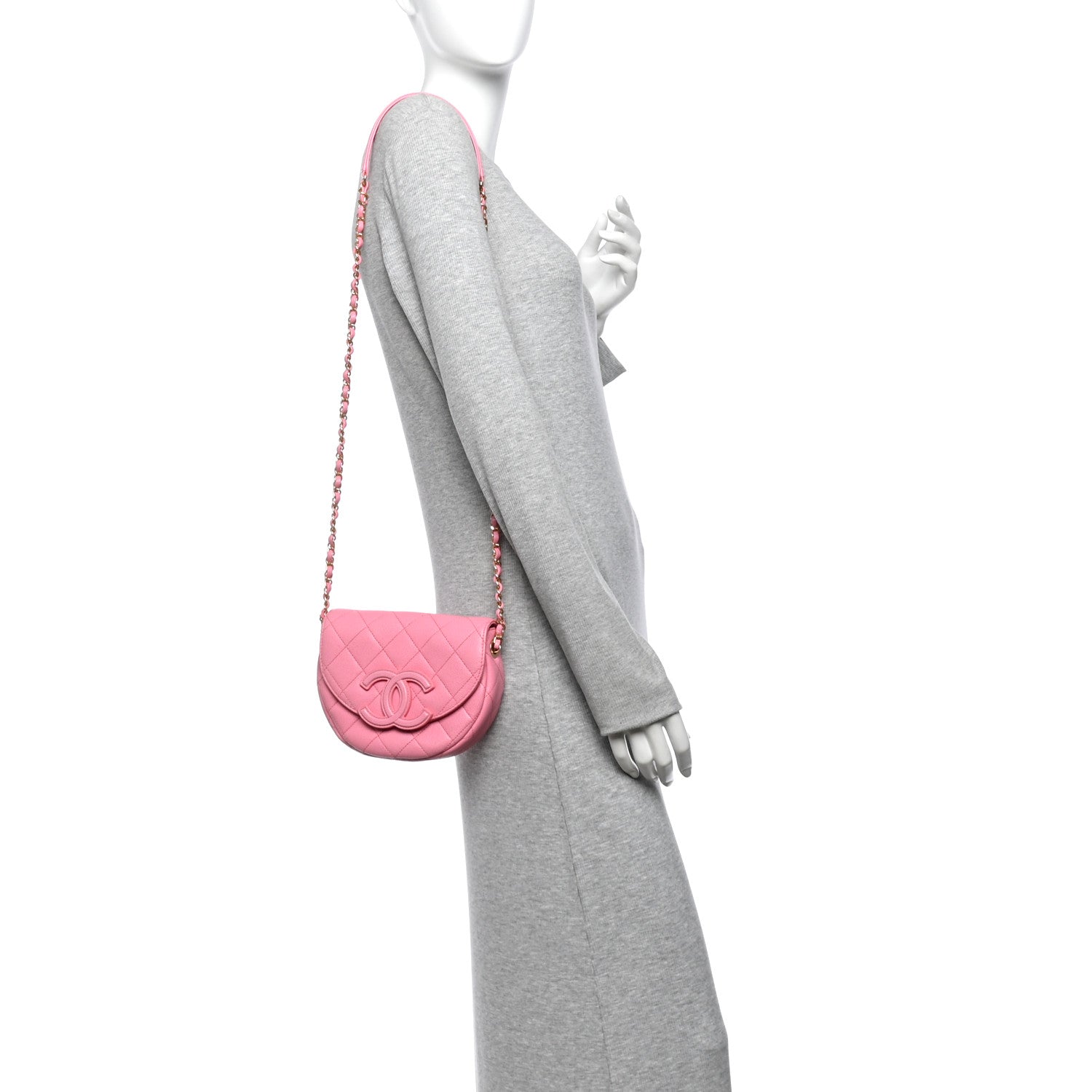 Caviar Quilted Mini Messenger Flap Light Pink — view 2