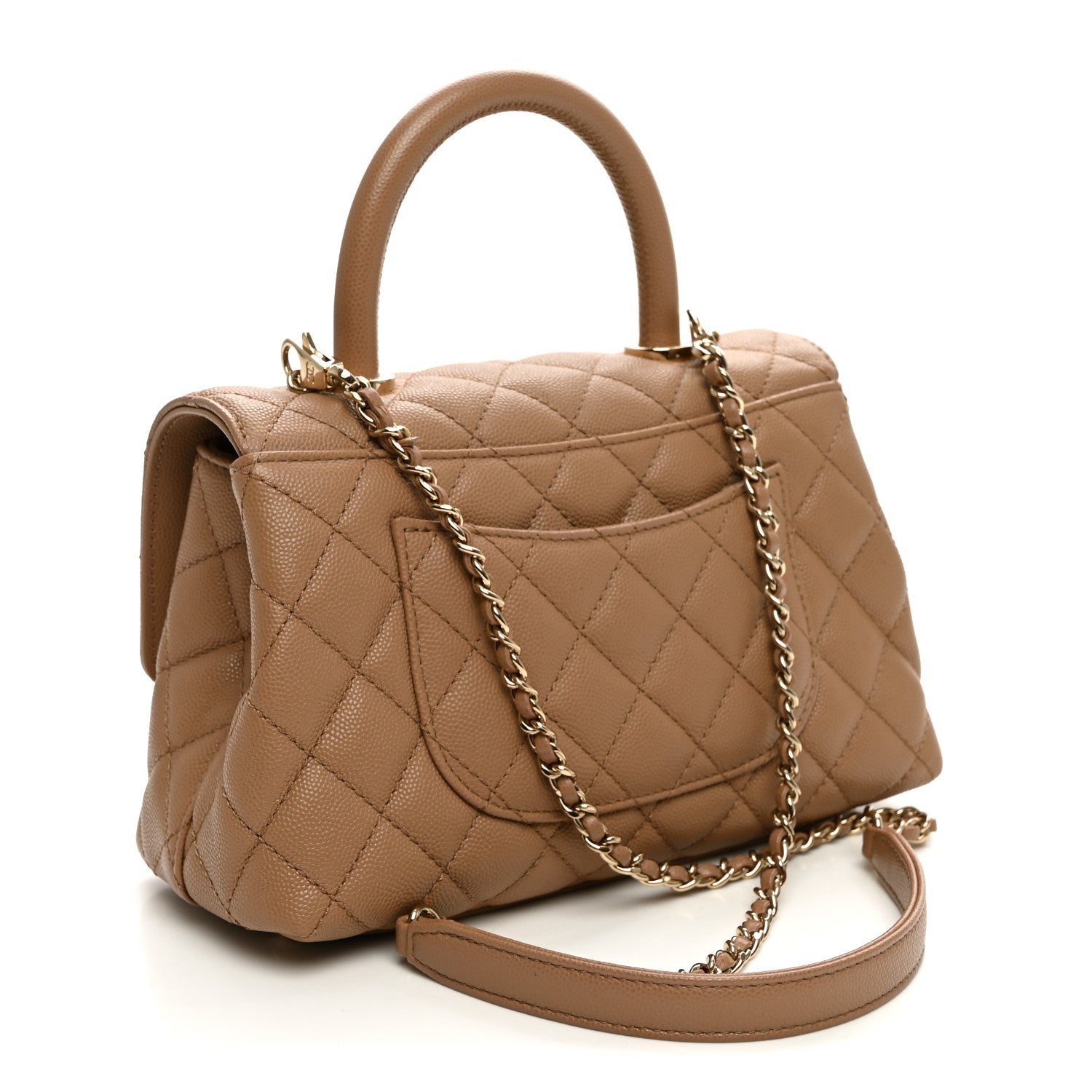 Caviar Quilted Mini Coco Handle Flap Beige — view 3