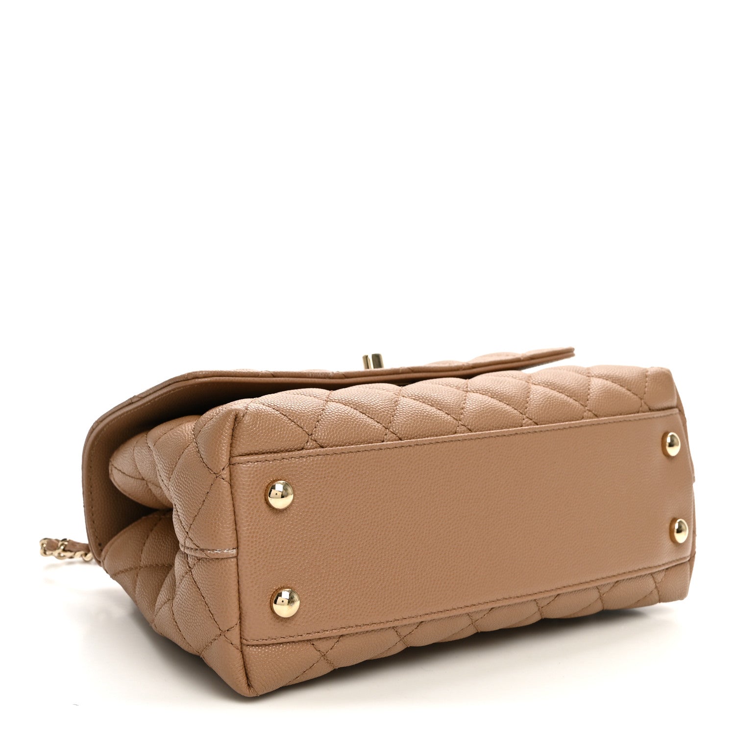 Caviar Quilted Mini Coco Handle Flap Beige — view 4