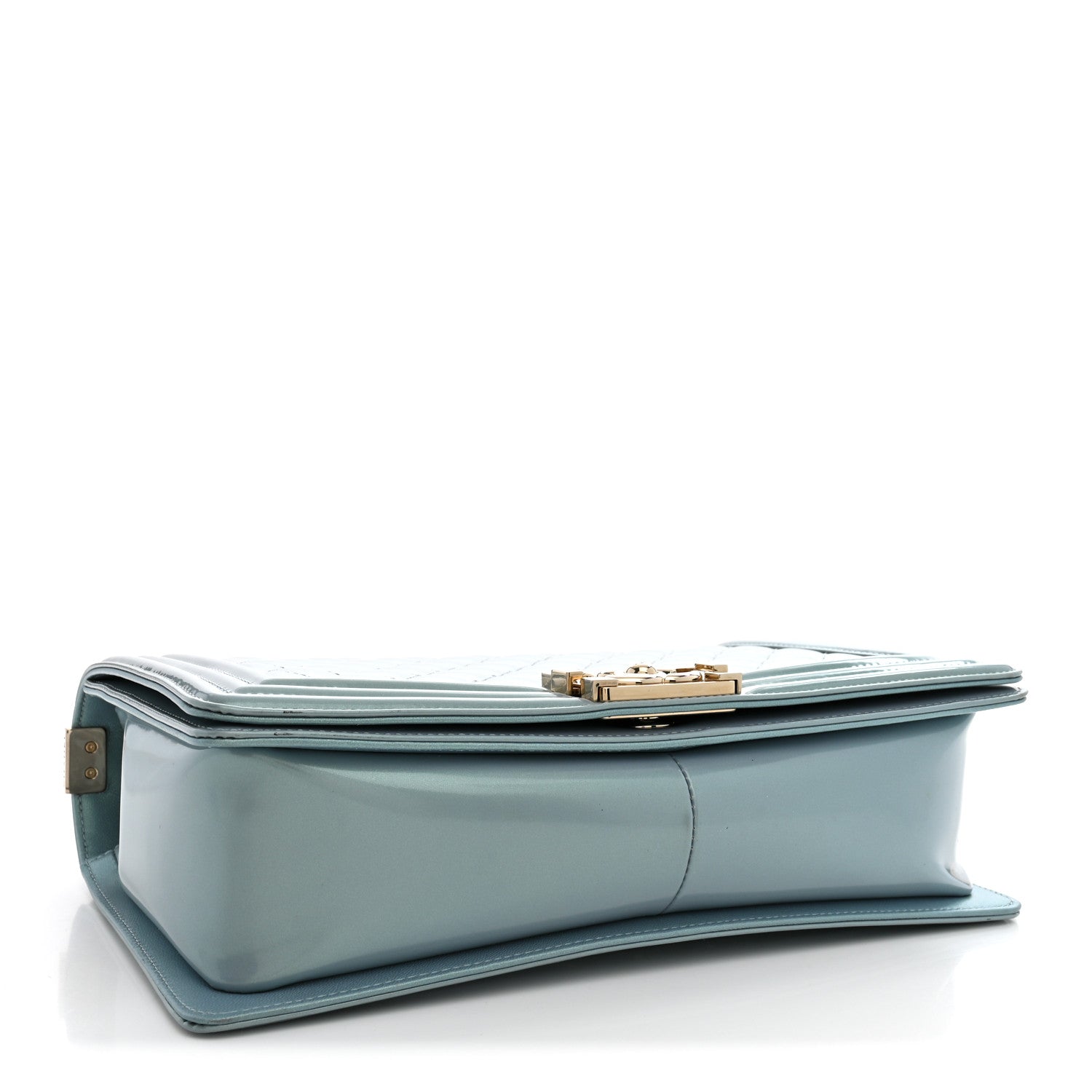 Iridescent Glazed Calfskin Quilted New Medium Boy Flap Light Blue — view 4