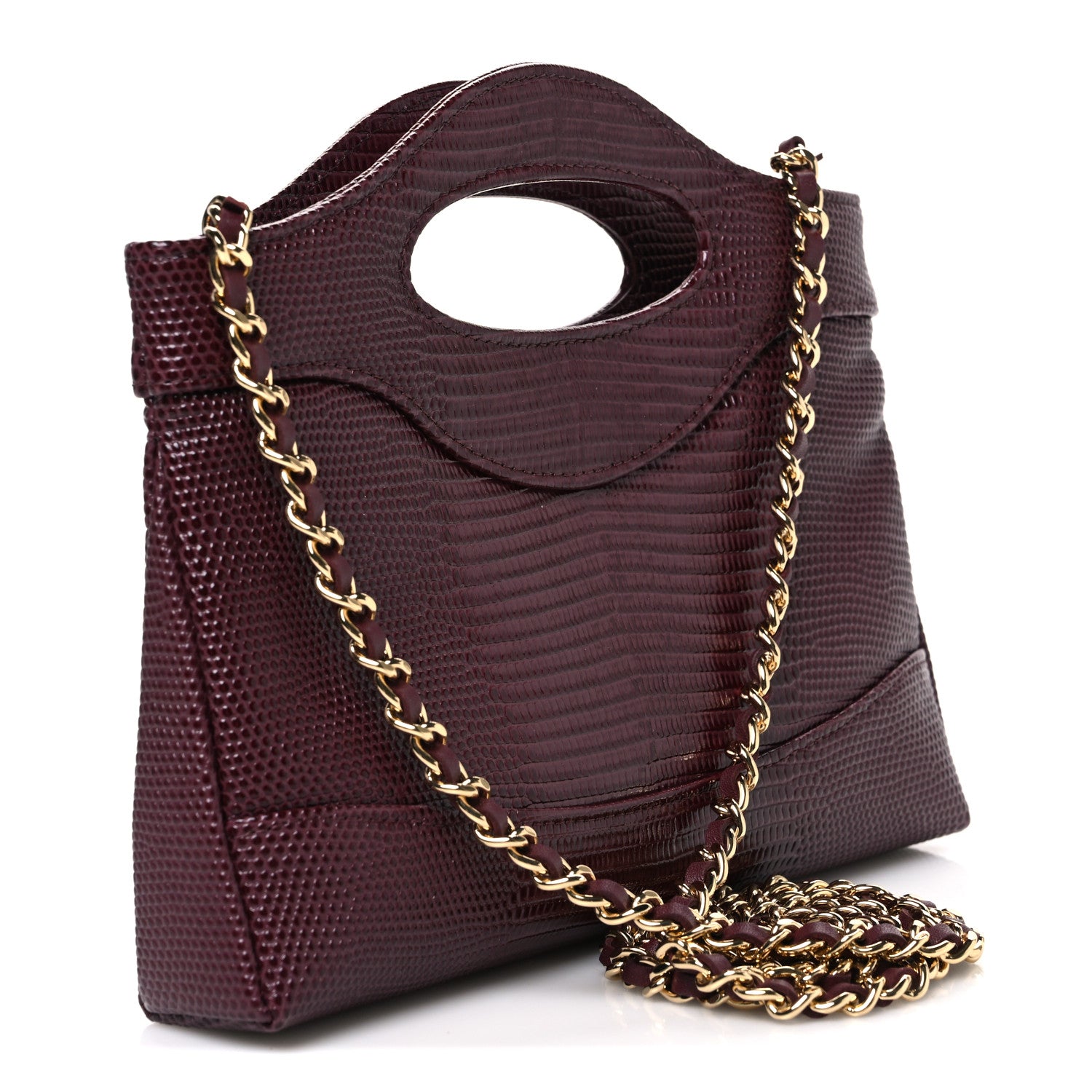 Lizard Embossed Calfskin Quilted Nano 31 Shopping Bag Burgundy — view 3