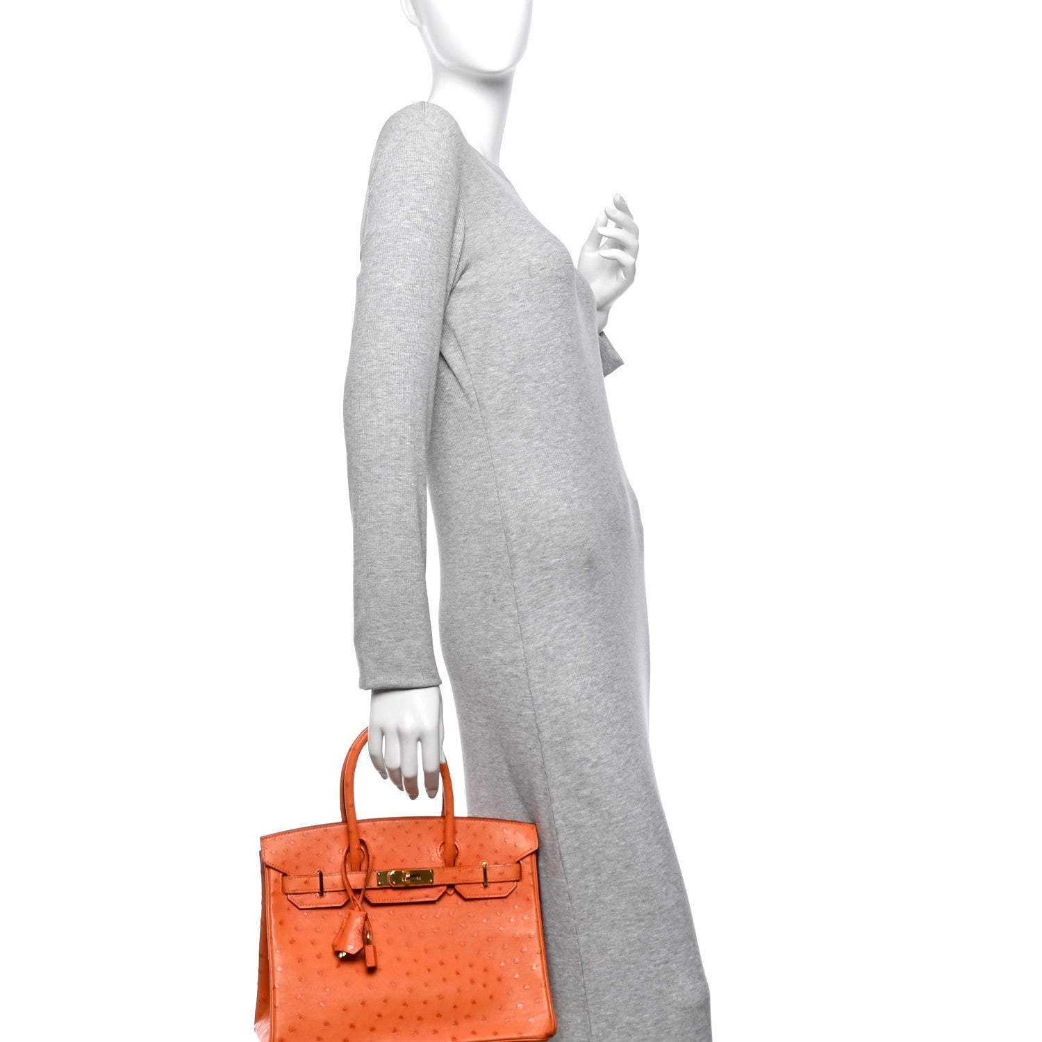 Ostrich Birkin 30 Orange — view 2