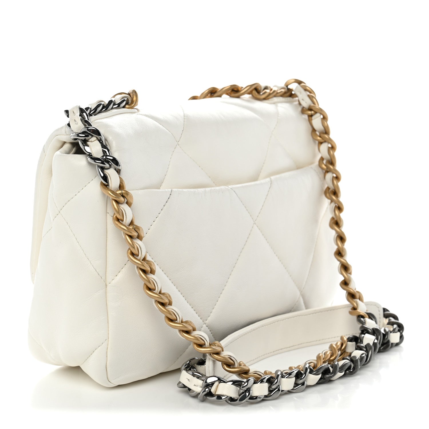 Goatskin Quilted Medium Chanel 19 Flap White — view 3