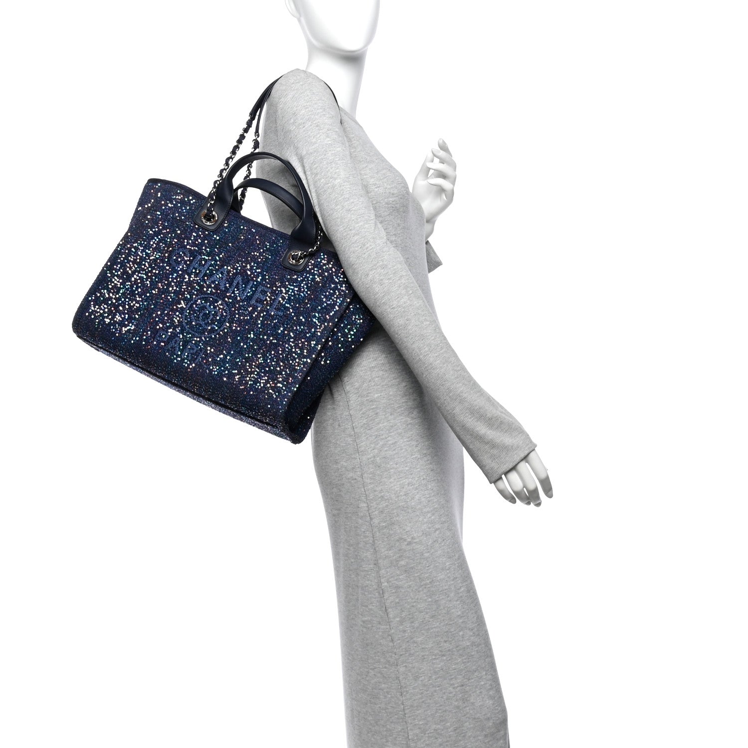 Calfskin Sequin Medium Deauville Tote Blue Multicolor — view 2