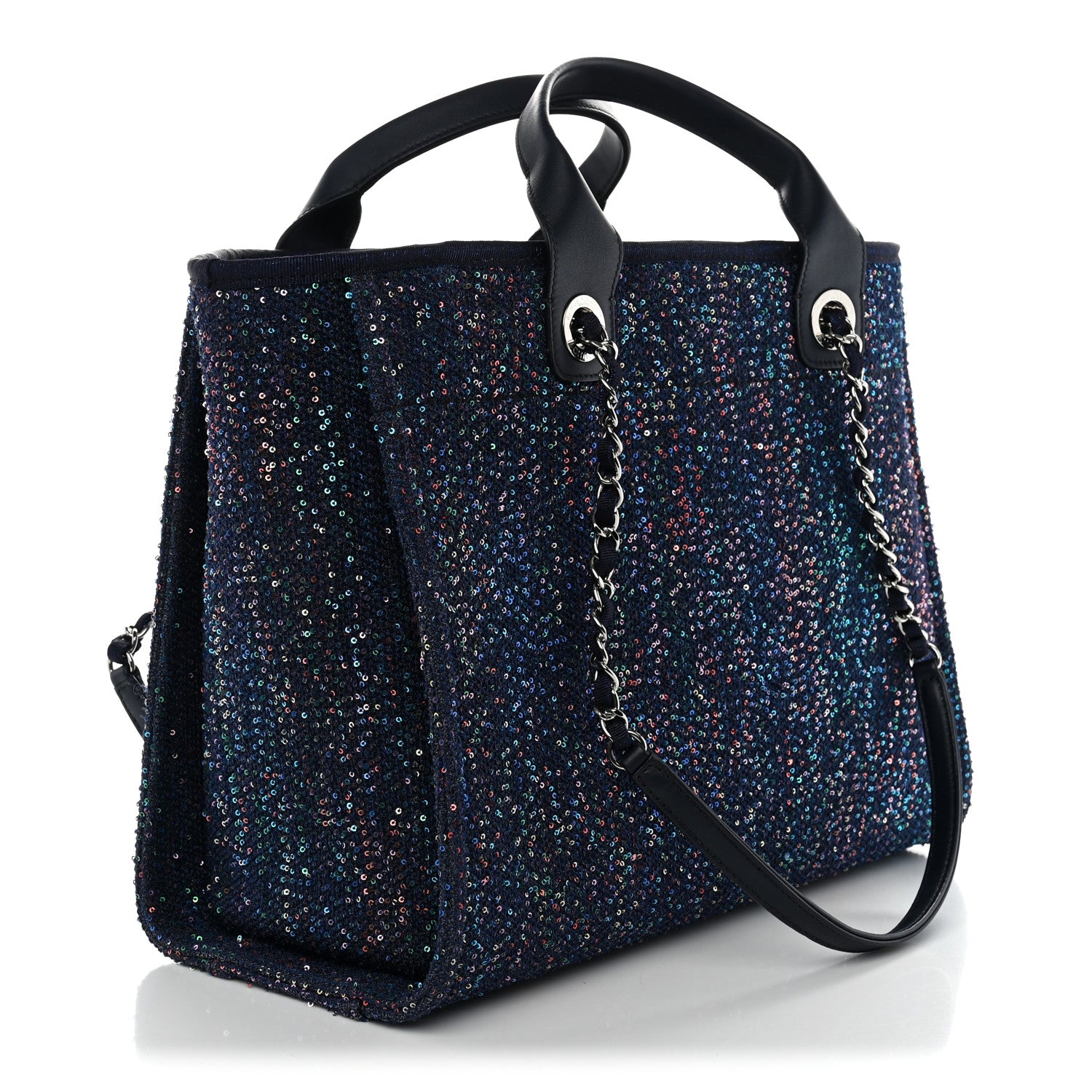 Calfskin Sequin Medium Deauville Tote Blue Multicolor — view 3