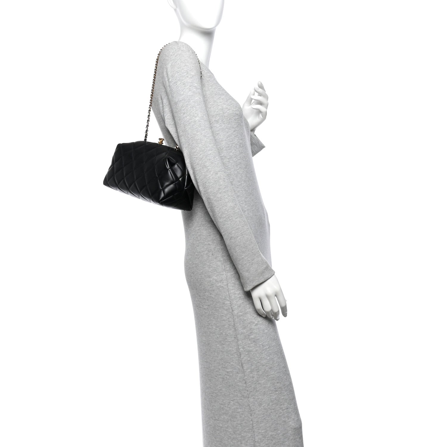 Lambskin Quilted Clutch With Chain Black — view 2