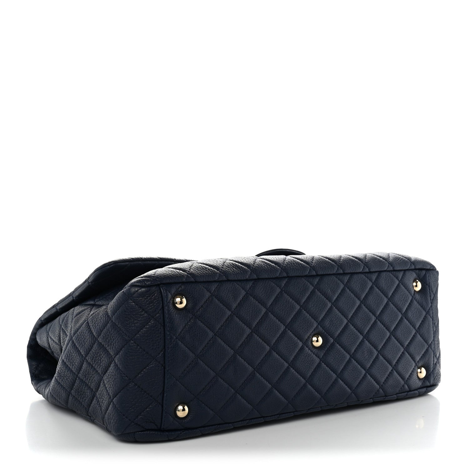 Calfskin Quilted XXL Travel Flap Bag Navy — view 4
