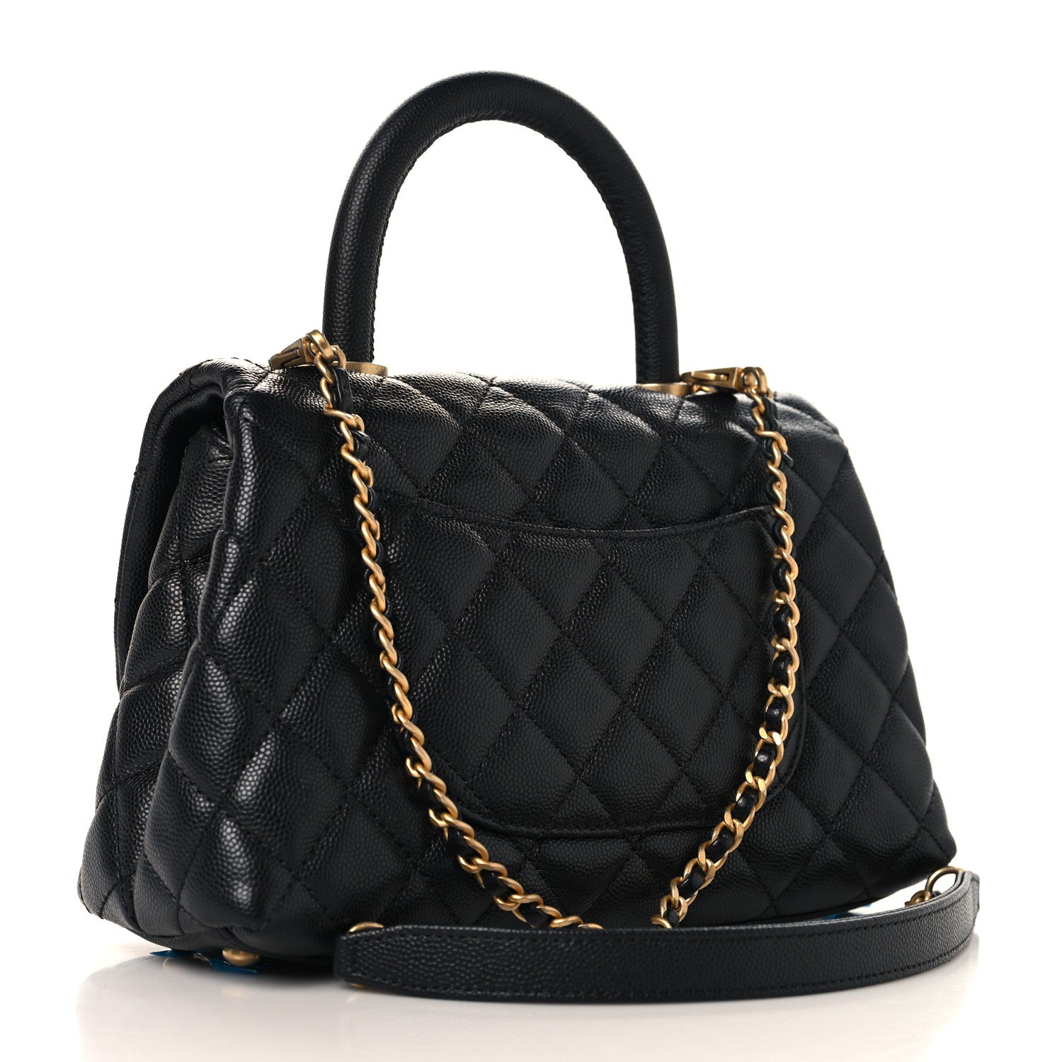 Caviar Quilted Mini Coco Handle Flap Black — view 2
