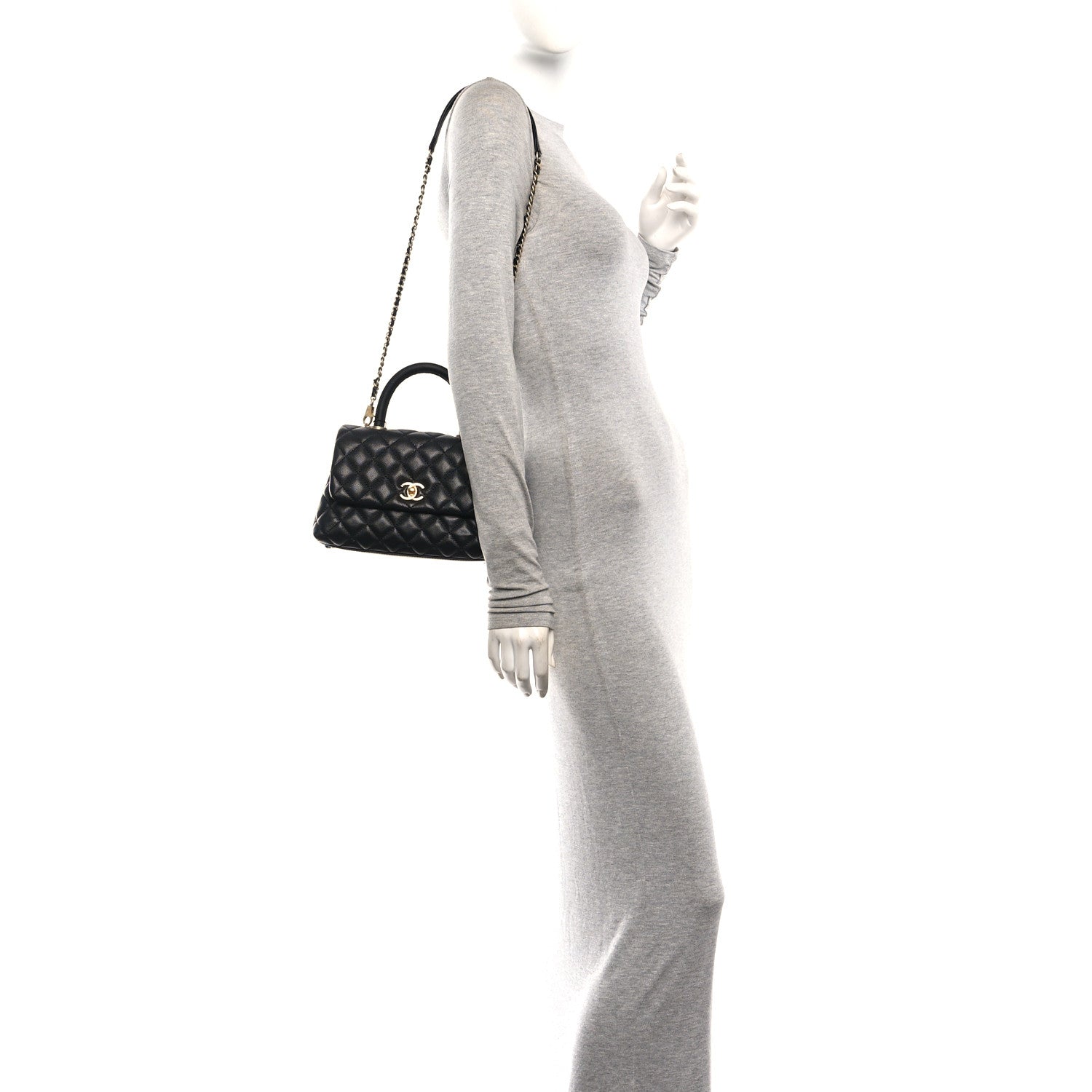 Caviar Quilted Mini Coco Handle Flap Black — view 3