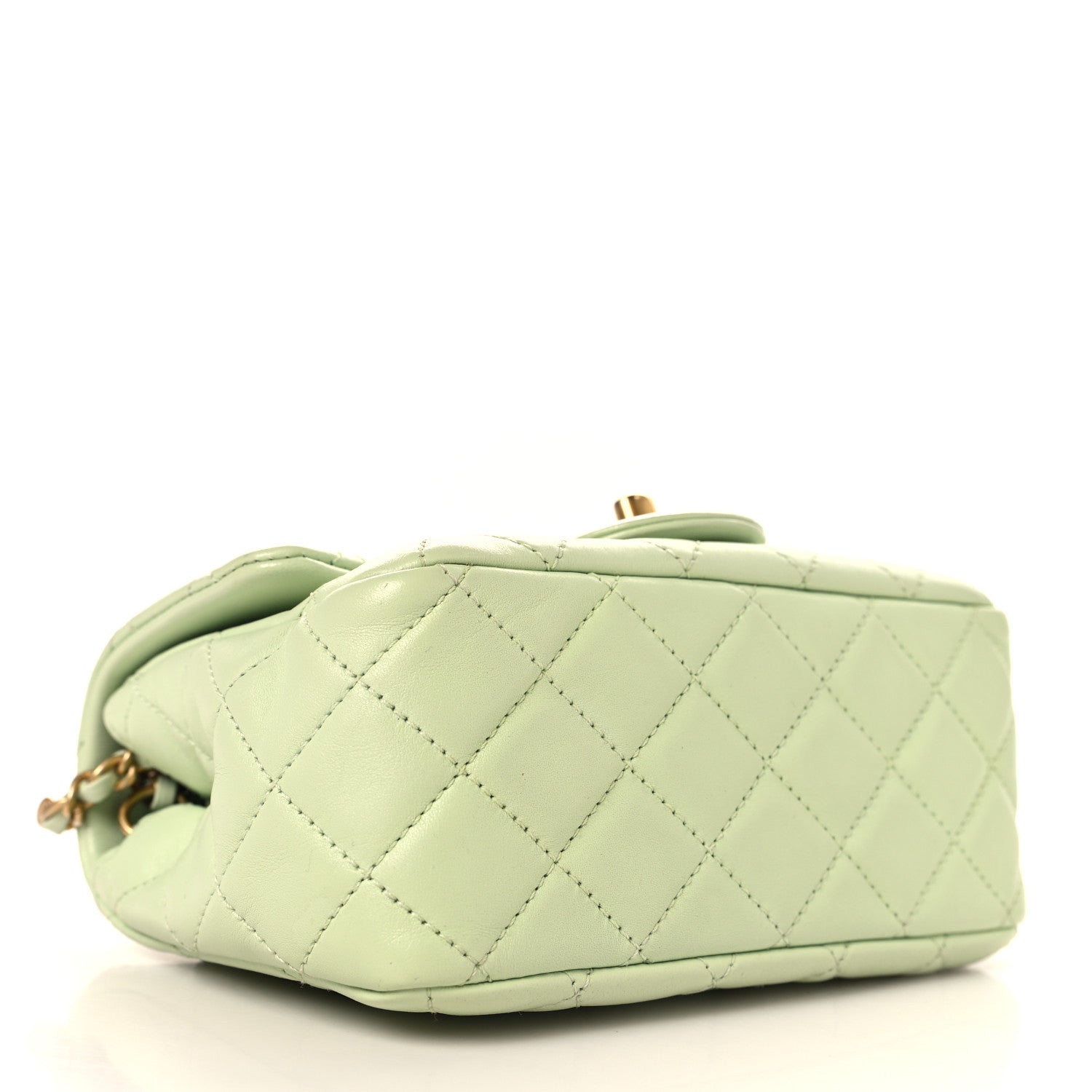 Lambskin Quilted Mini Pearl Crush Flap Light Green — view 4
