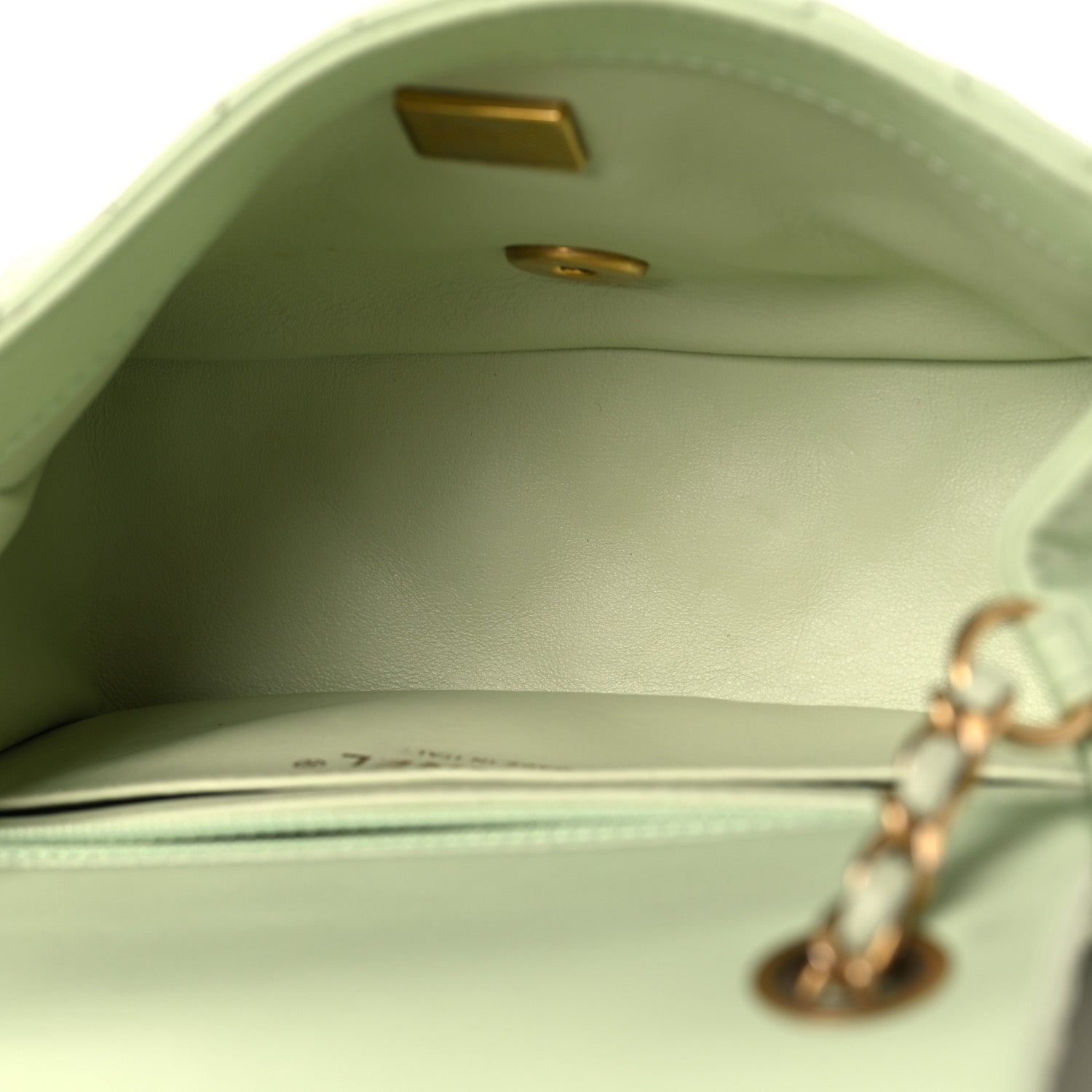 Lambskin Quilted Mini Pearl Crush Flap Light Green — view 5