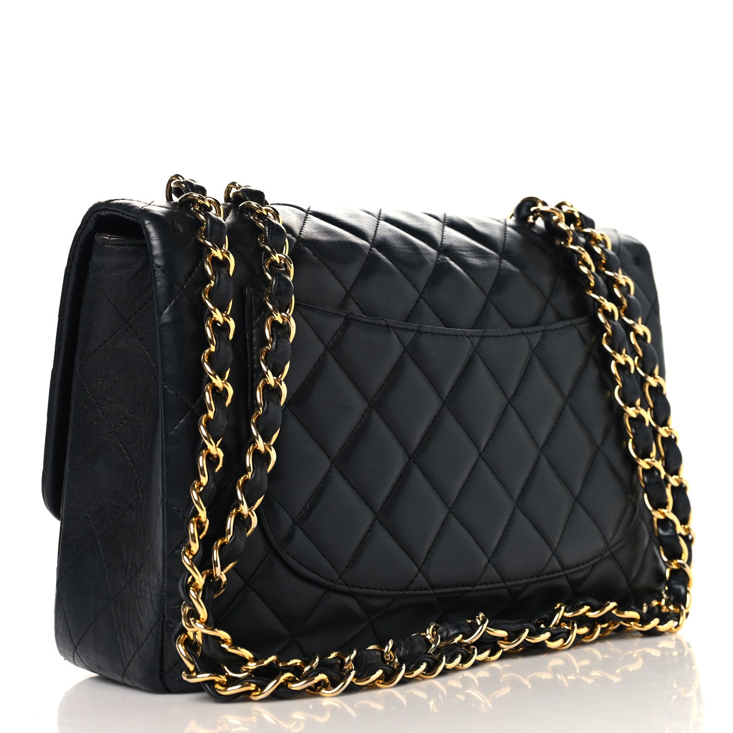 Lambskin Quilted Jumbo Double Flap Black — view 2