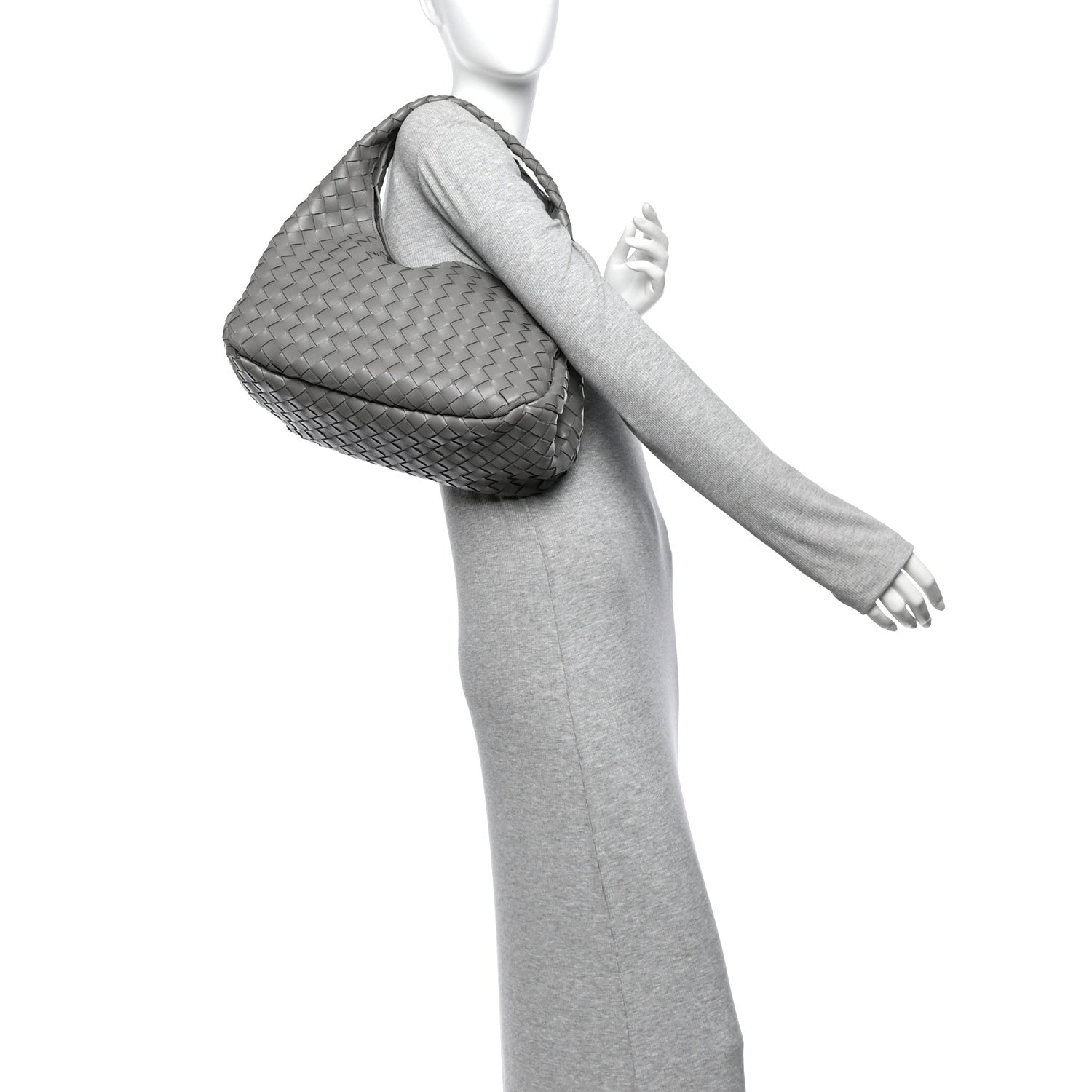 Nappa Intrecciato Medium Campana Shoulder Bag Basalt — view 2