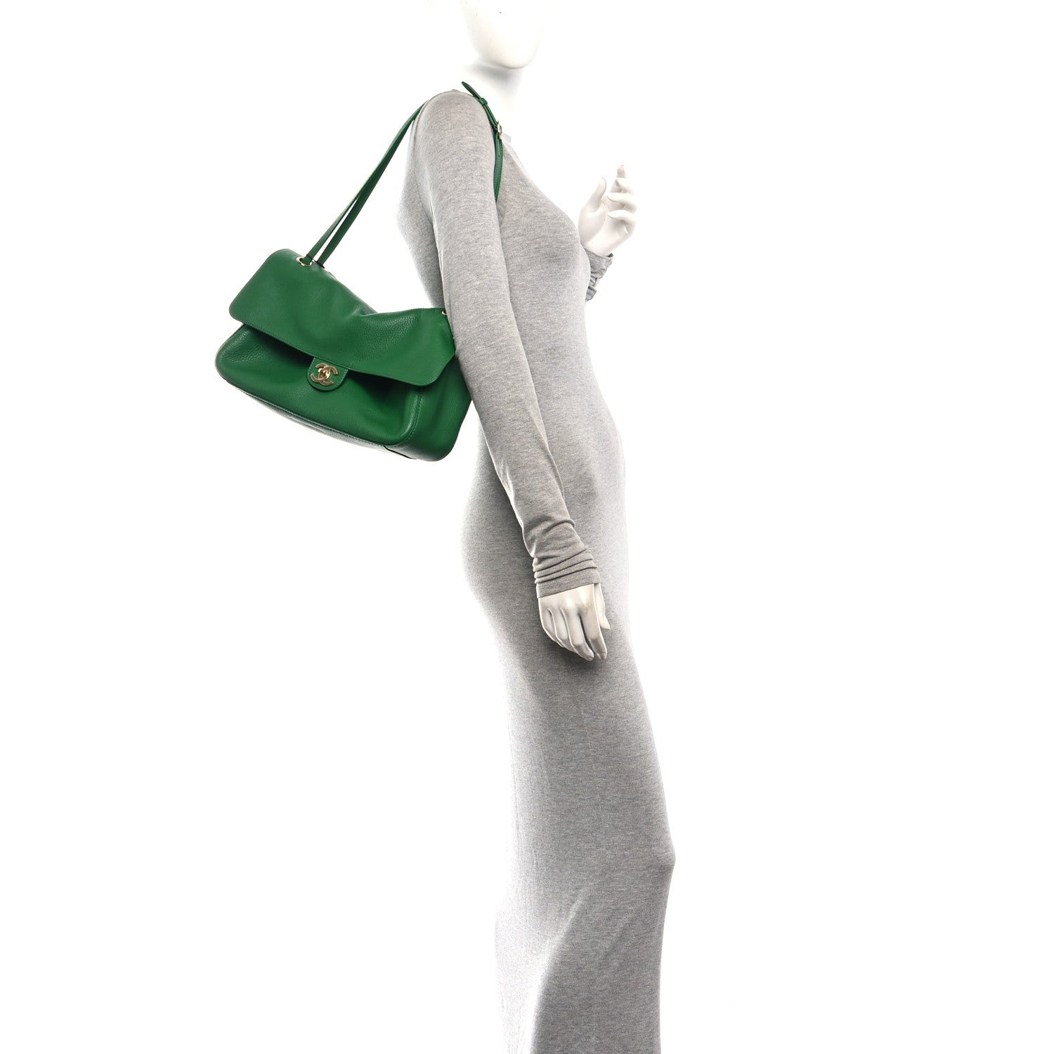 Grained Calfskin Small Souplissimo Maxi Flap Green — view 2