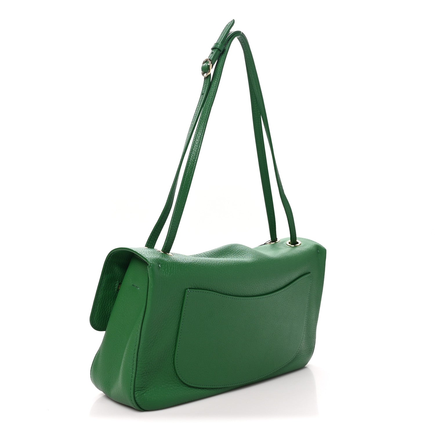 Grained Calfskin Small Souplissimo Maxi Flap Green — view 3