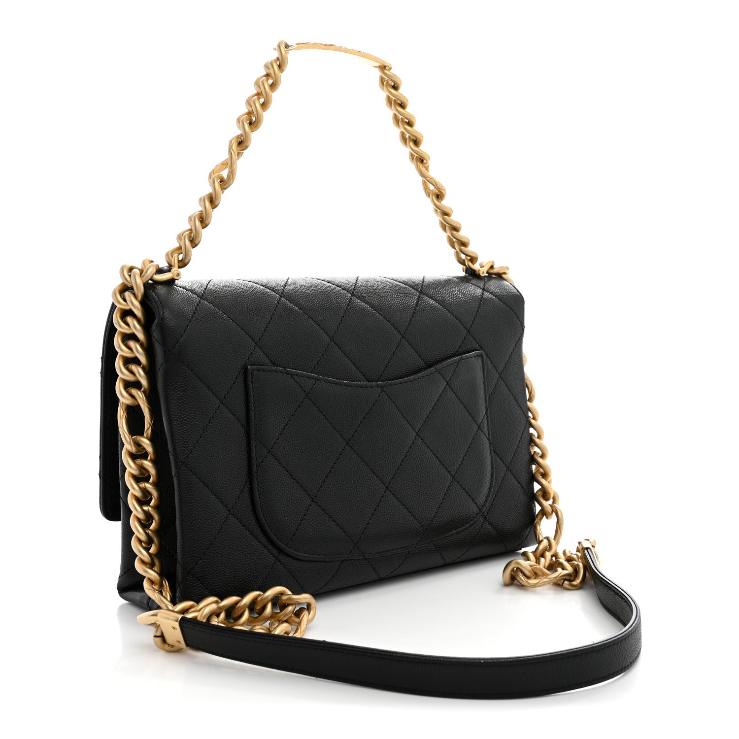 Caviar Quilted Bracelet On Chain Flap Black — view 3