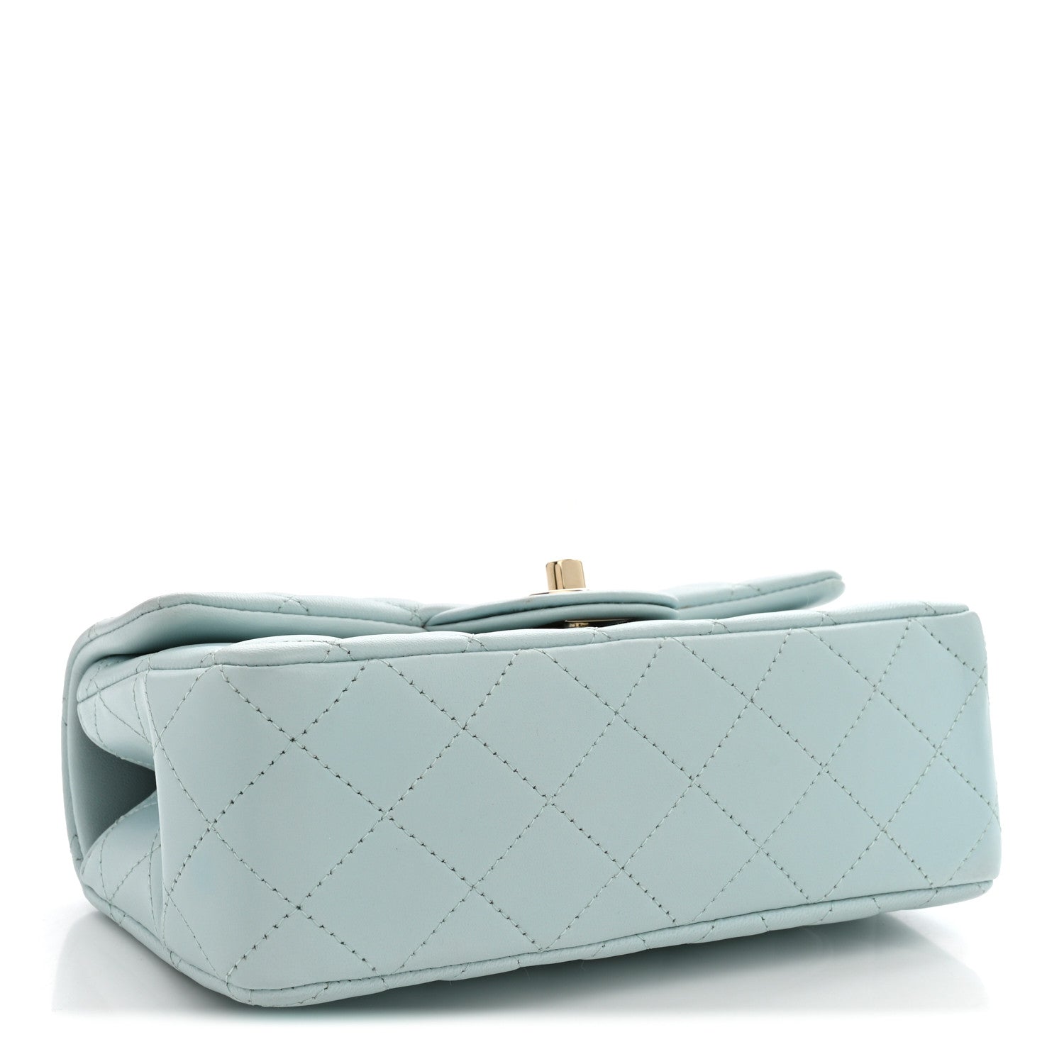 Lambskin Quilted Mini Top Handle Rectangular Flap Light Blue — view 4