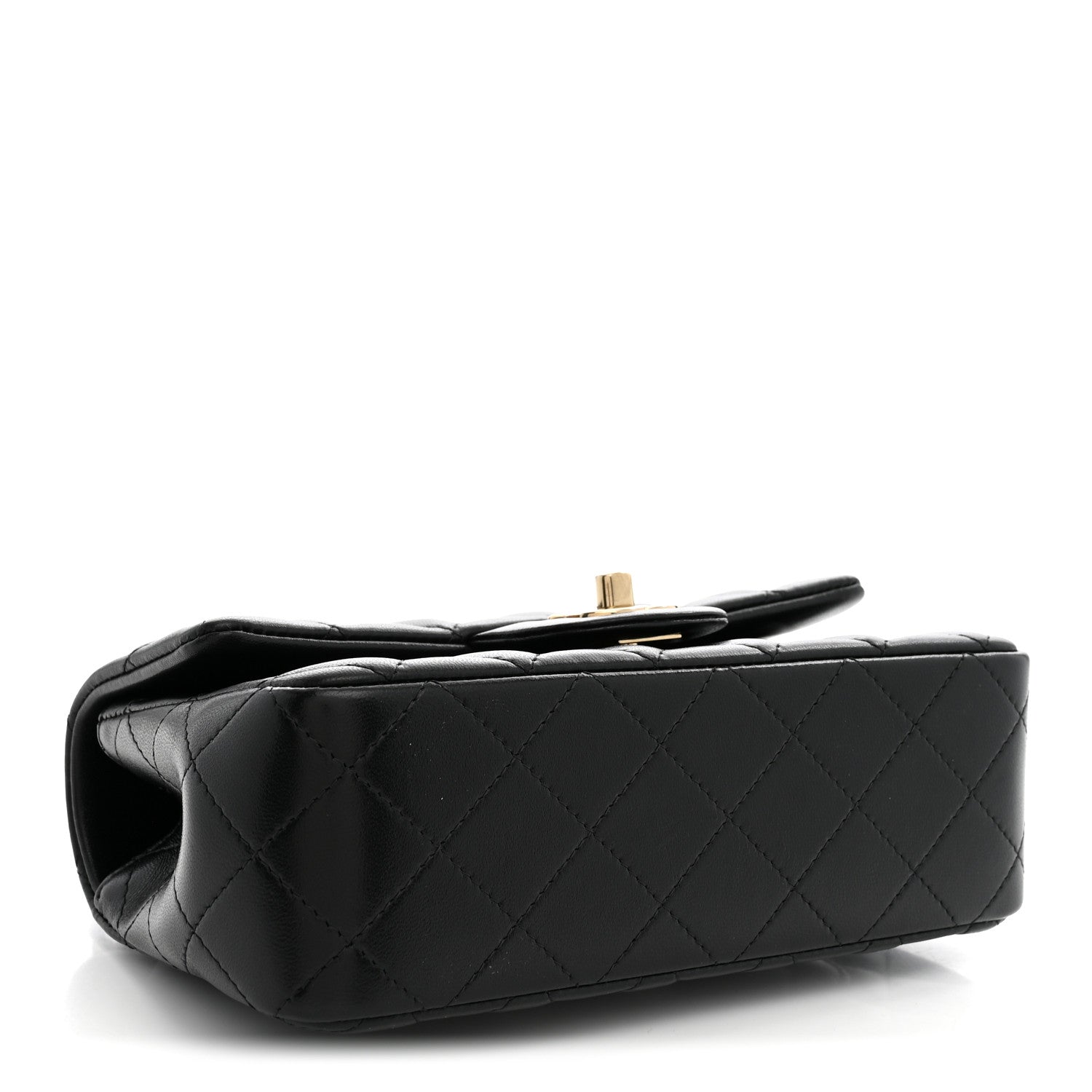 Lambskin Quilted Mini Top Handle Rectangular Flap Black — view 4