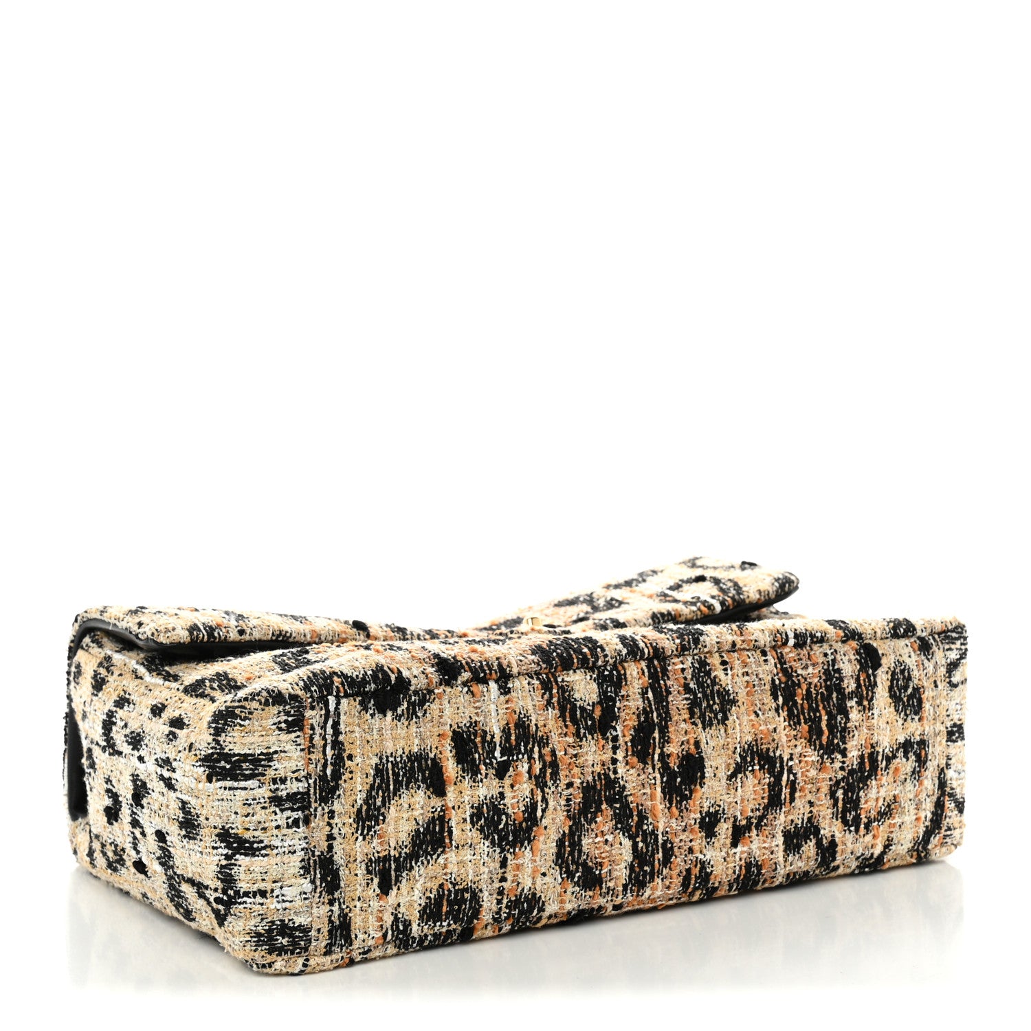 Tweed Mixed Fibers Leopard Print Souplissimo Maxi Flap Brown Black White — view 4