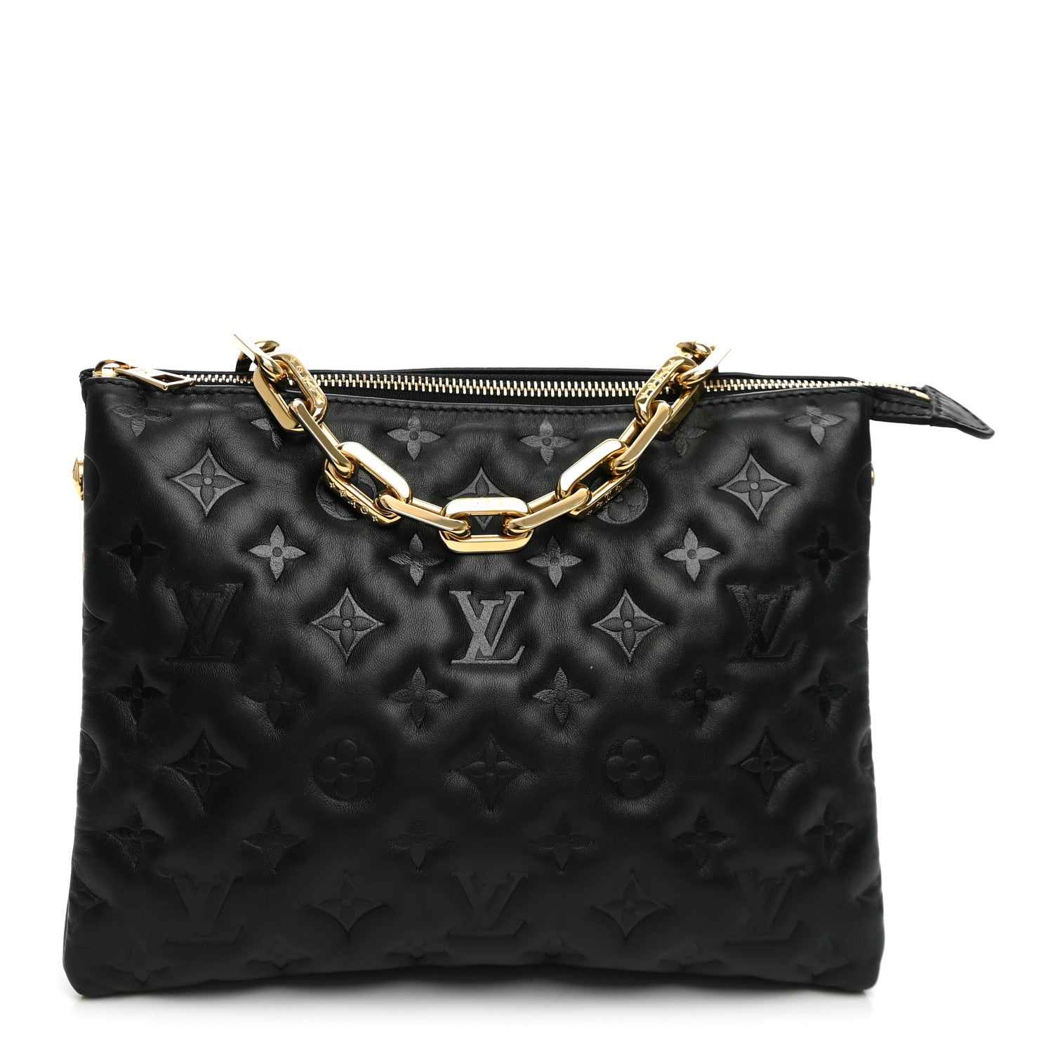 Lambskin Embossed Monogram Coussin PM Black