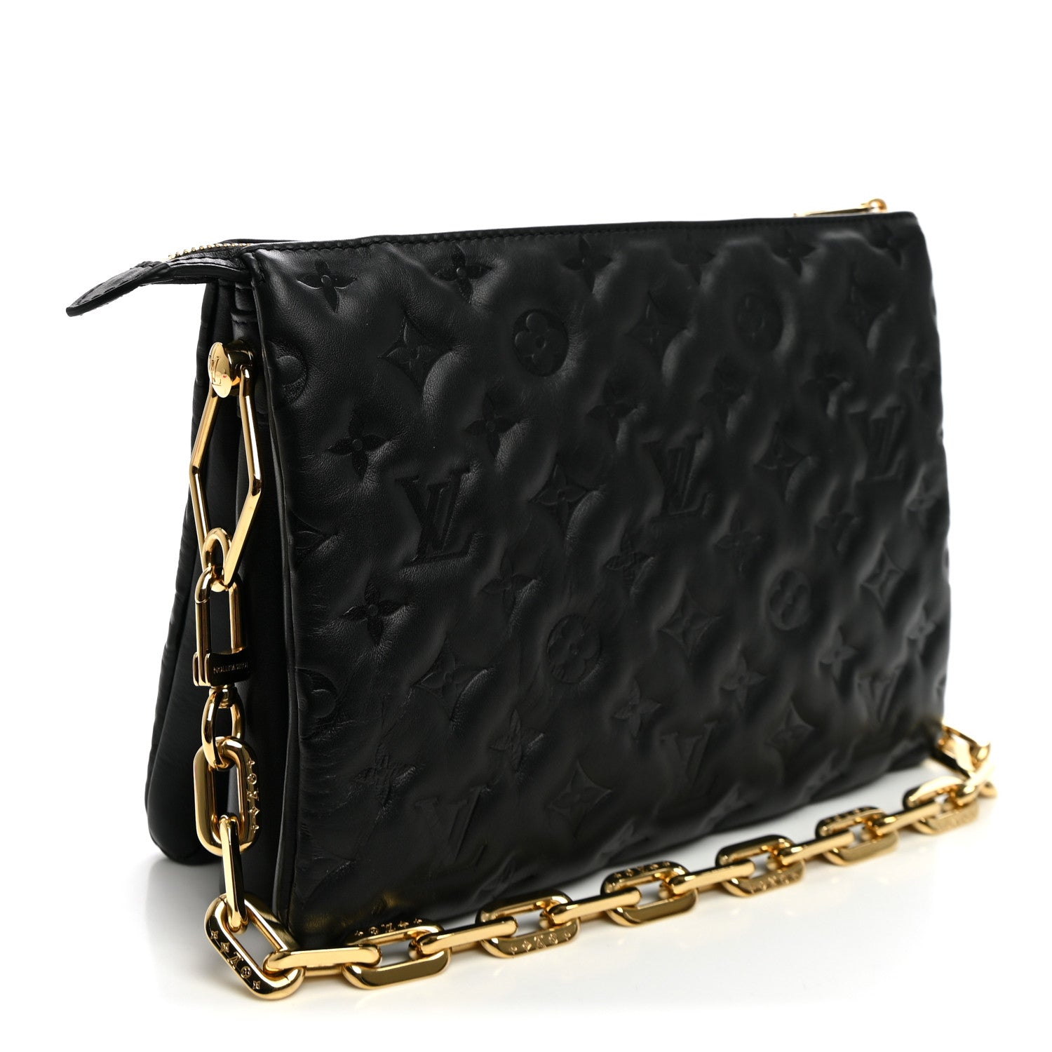 Lambskin Embossed Monogram Coussin PM Black — view 3