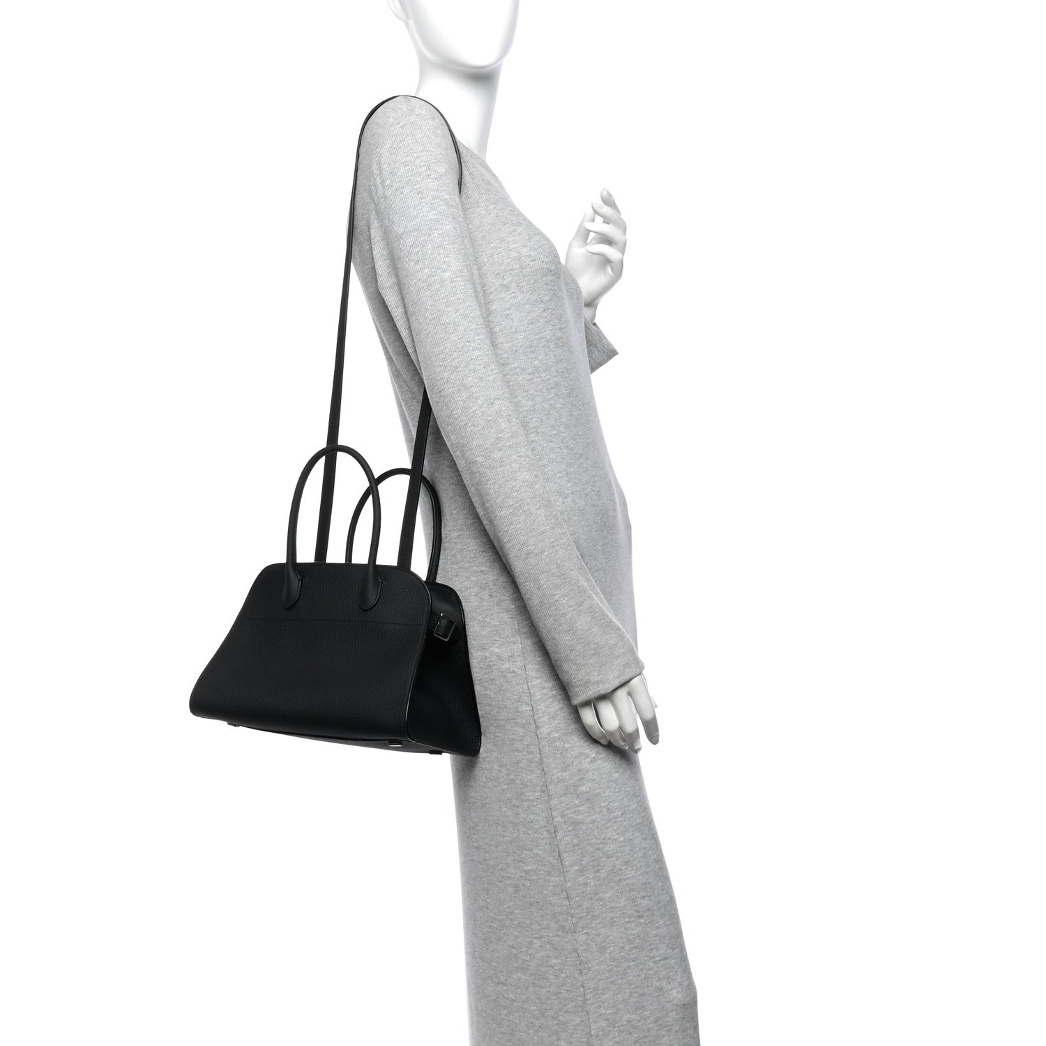 Grained Calfskin Soft Margaux 10 Bag Black — view 2