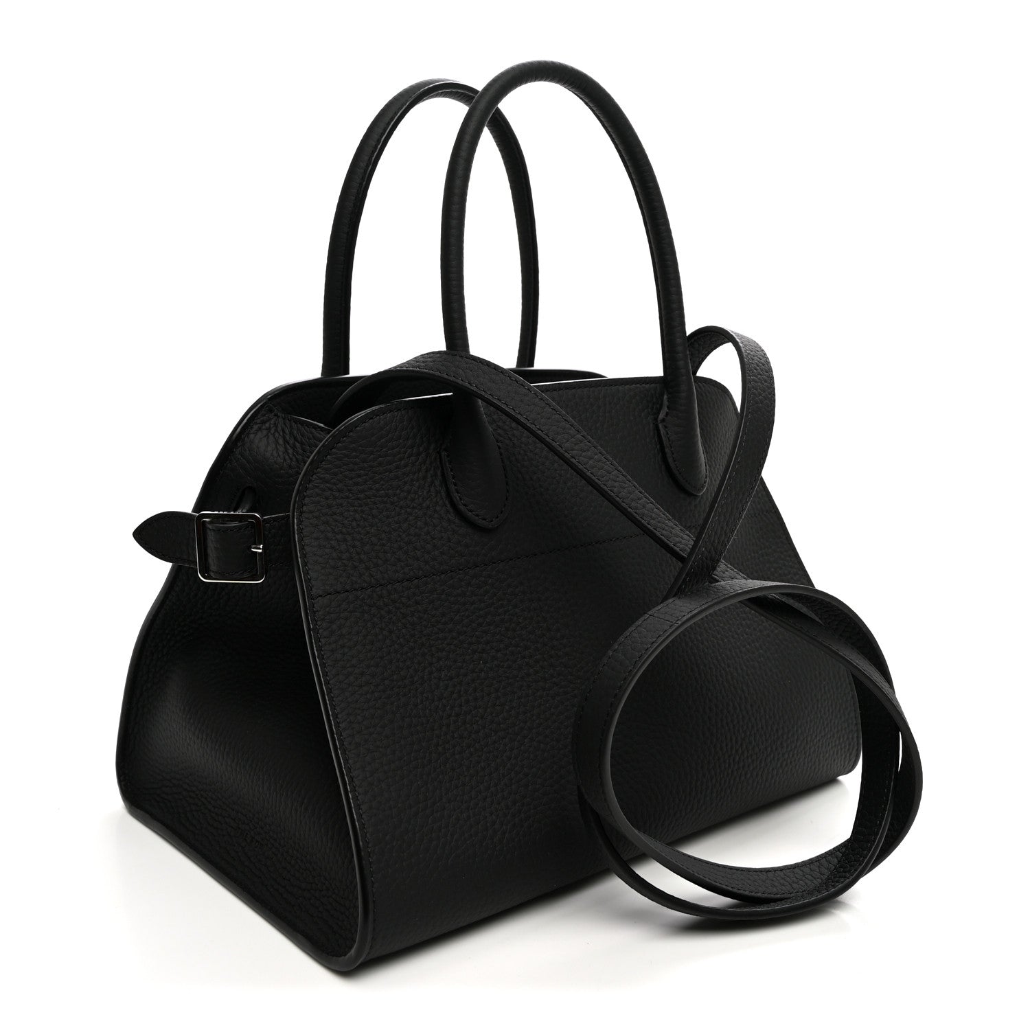 Grained Calfskin Soft Margaux 10 Bag Black — view 3