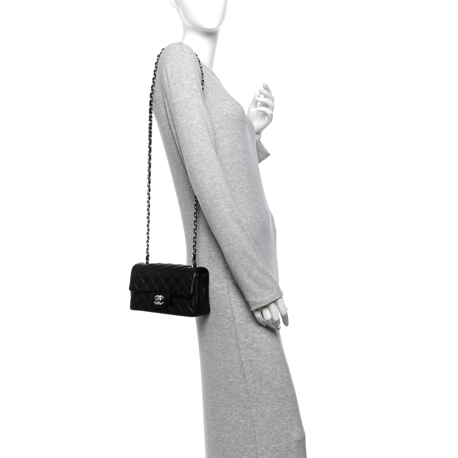 Lambskin Quilted Mini Rectangular Flap Black — view 2