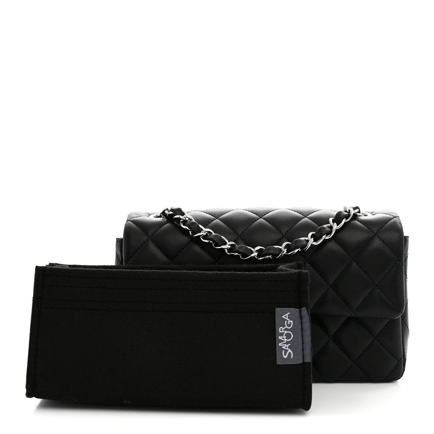 Lambskin Quilted Mini Rectangular Flap Black — view 3
