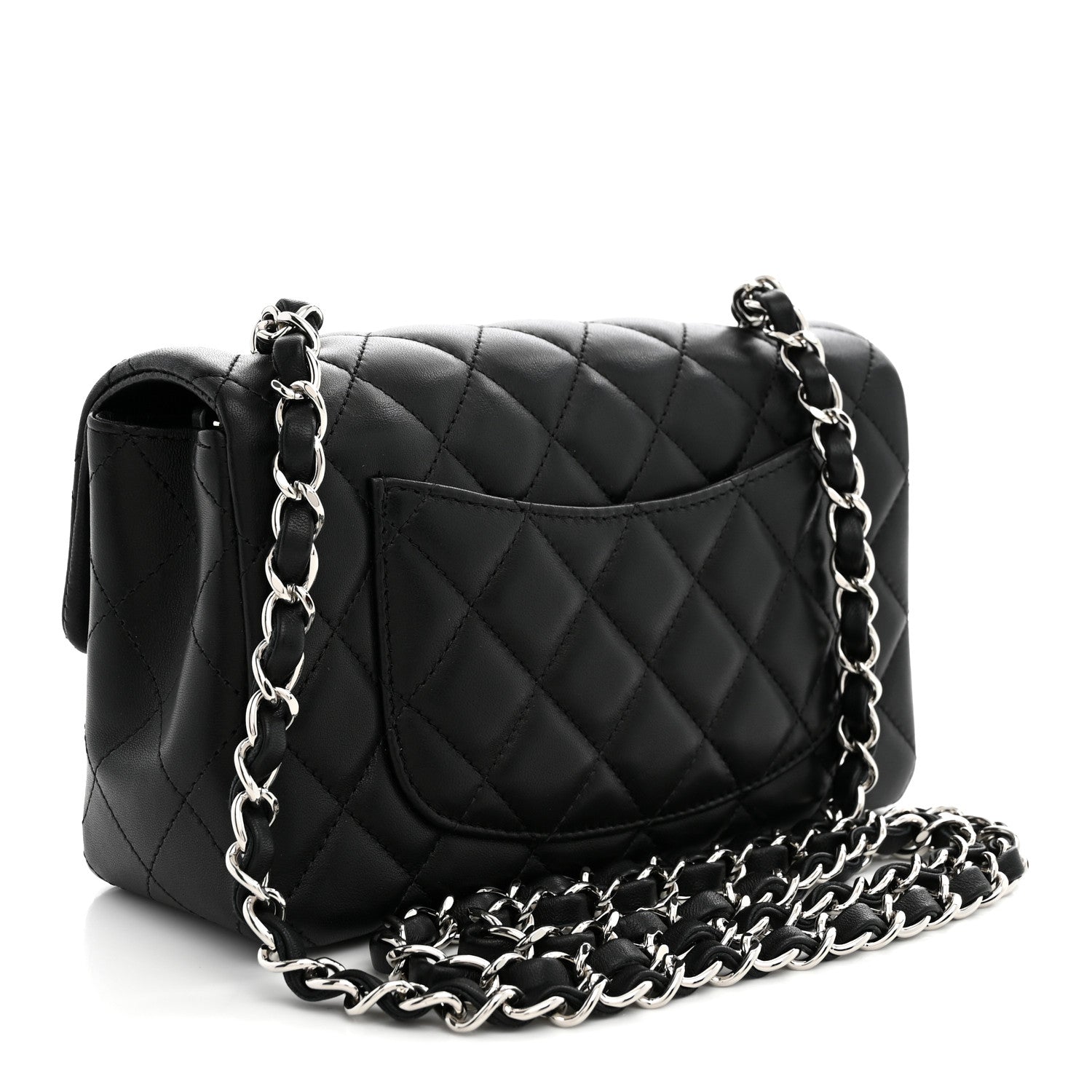 Lambskin Quilted Mini Rectangular Flap Black — view 4