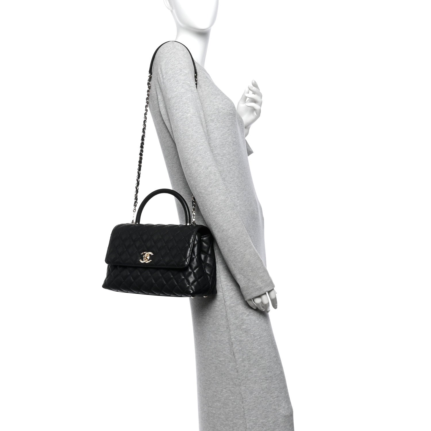 Caviar Quilted Small Coco Handle Flap Black — view 2
