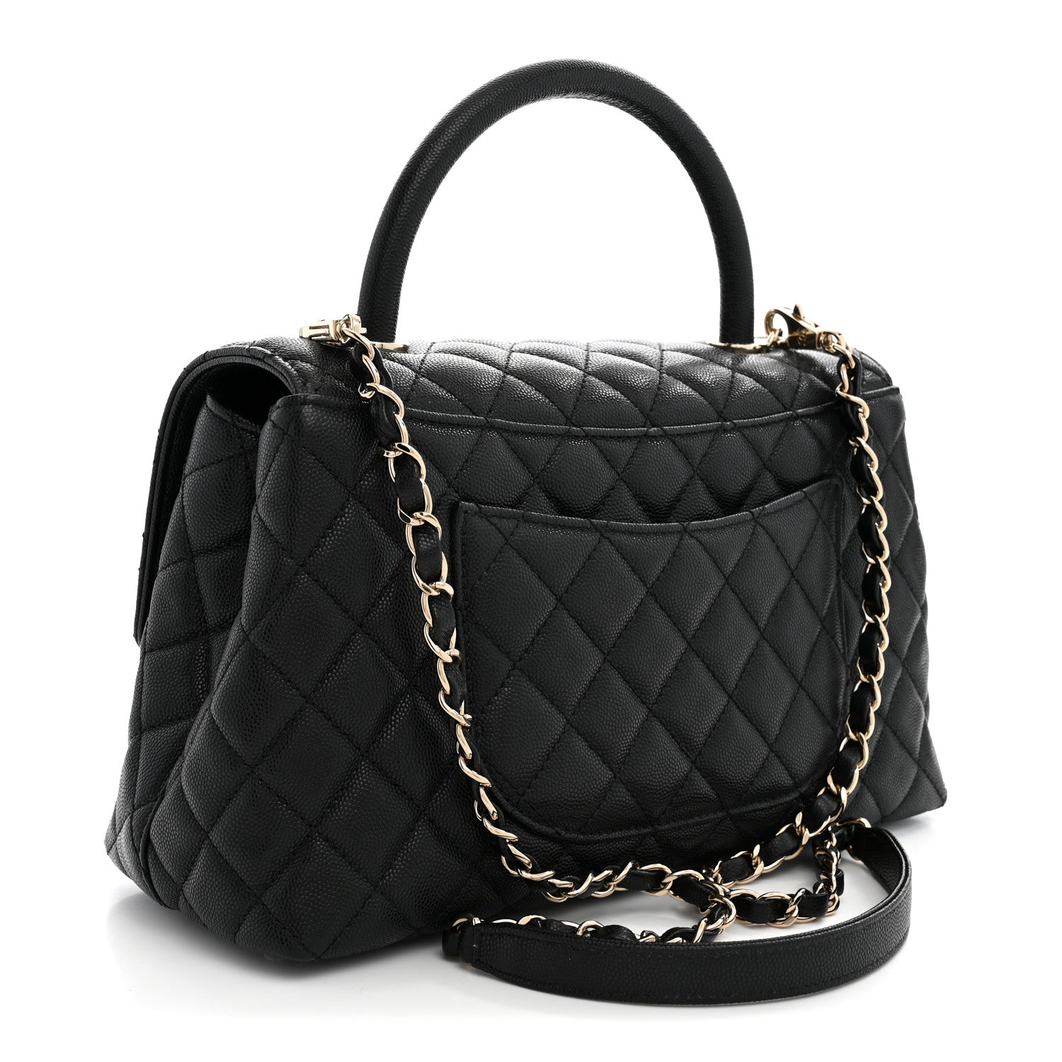 Caviar Quilted Small Coco Handle Flap Black — view 3