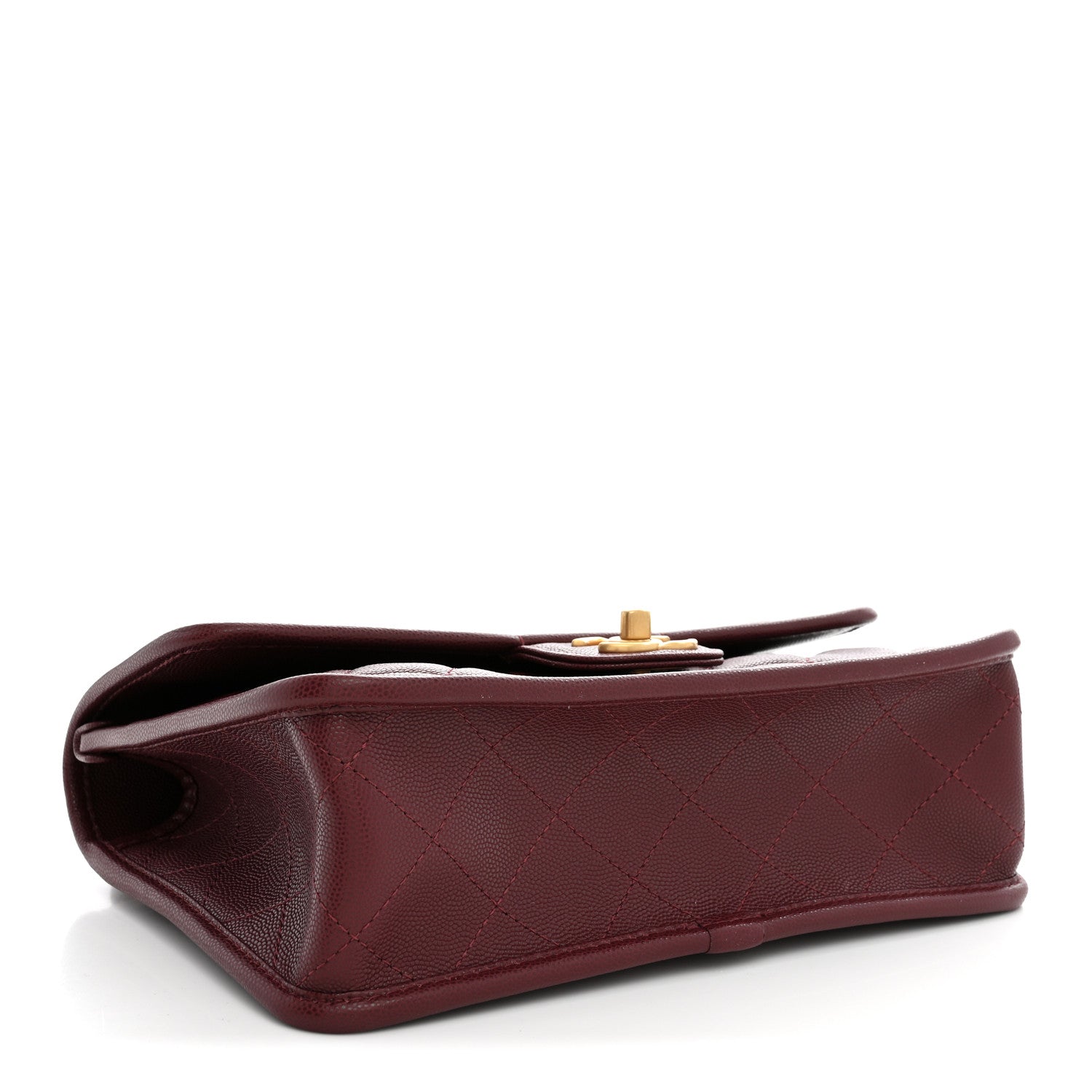 Caviar Quilted School Memory Top Handle Flap Burgundy — view 4