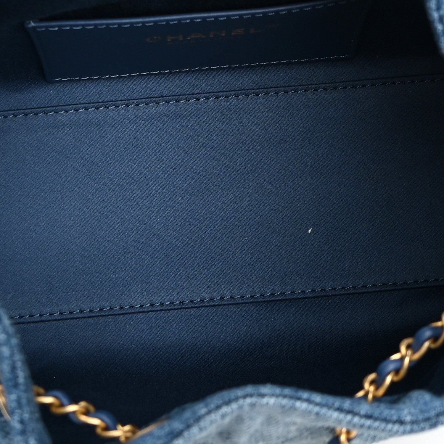 Washed Denim Quilted Mini Chanel 25 Handbag Blue — view 5