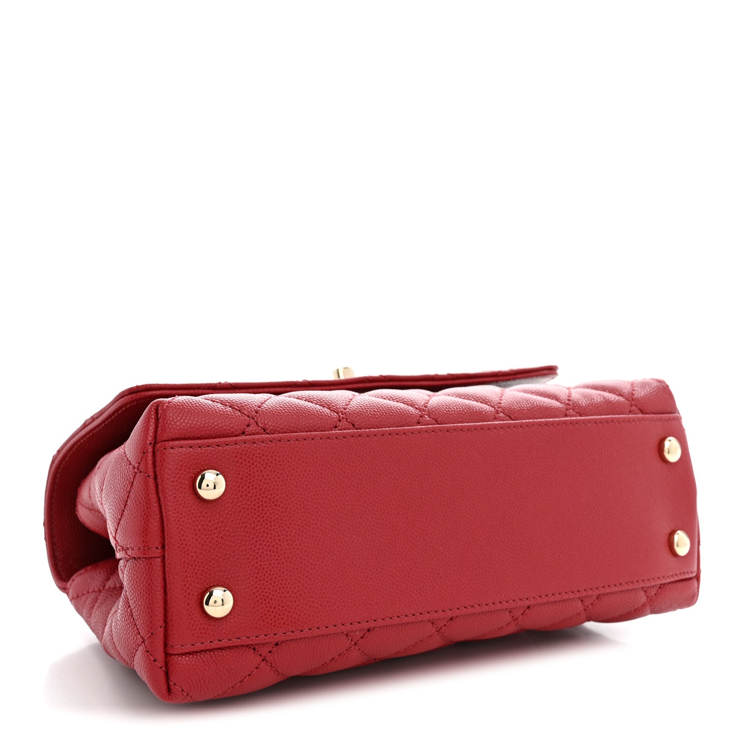 Caviar Quilted Mini Coco Handle Flap Red — view 4