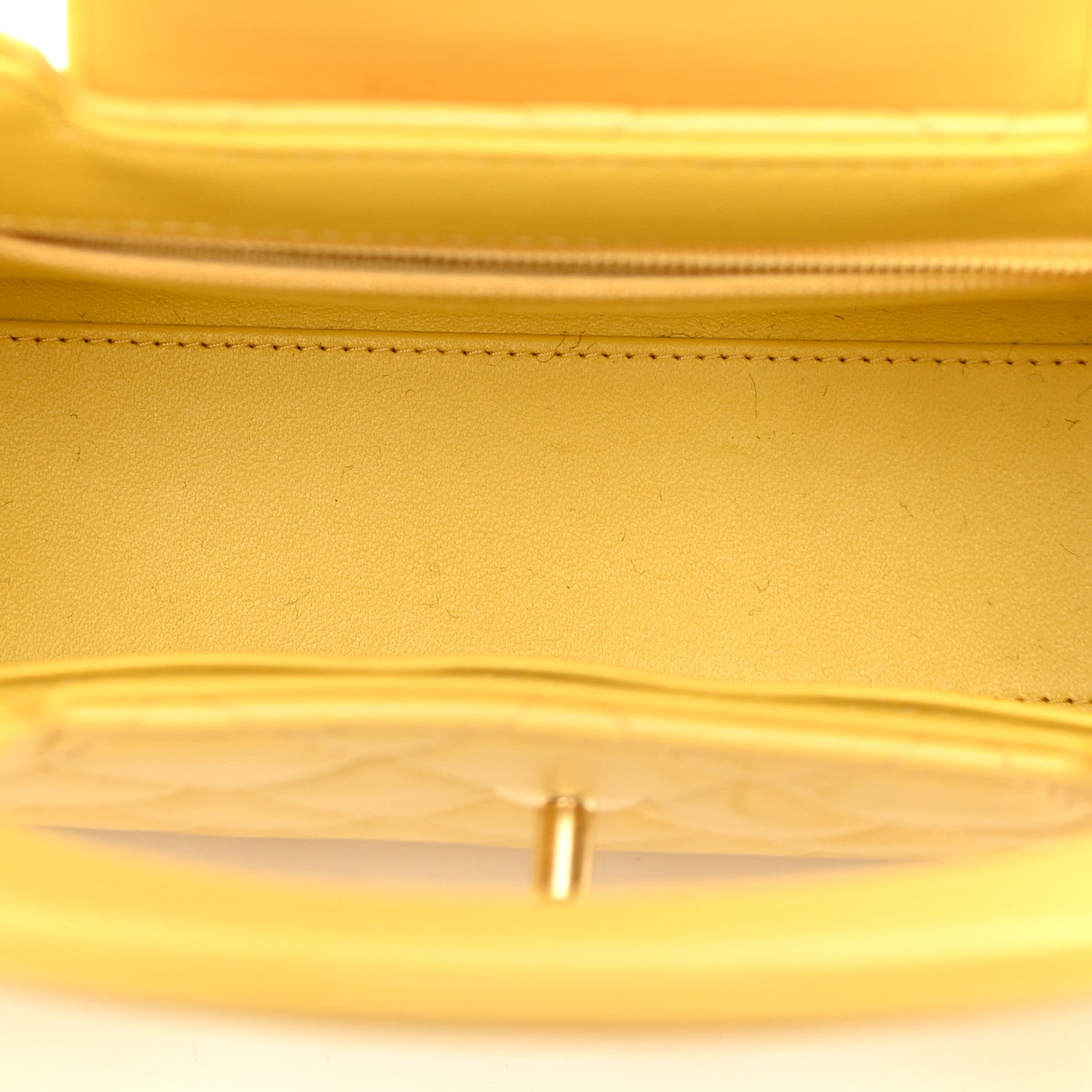 Shiny Aged Calfskin Quilted Nano Kelly Shopper Light Yellow — view 5