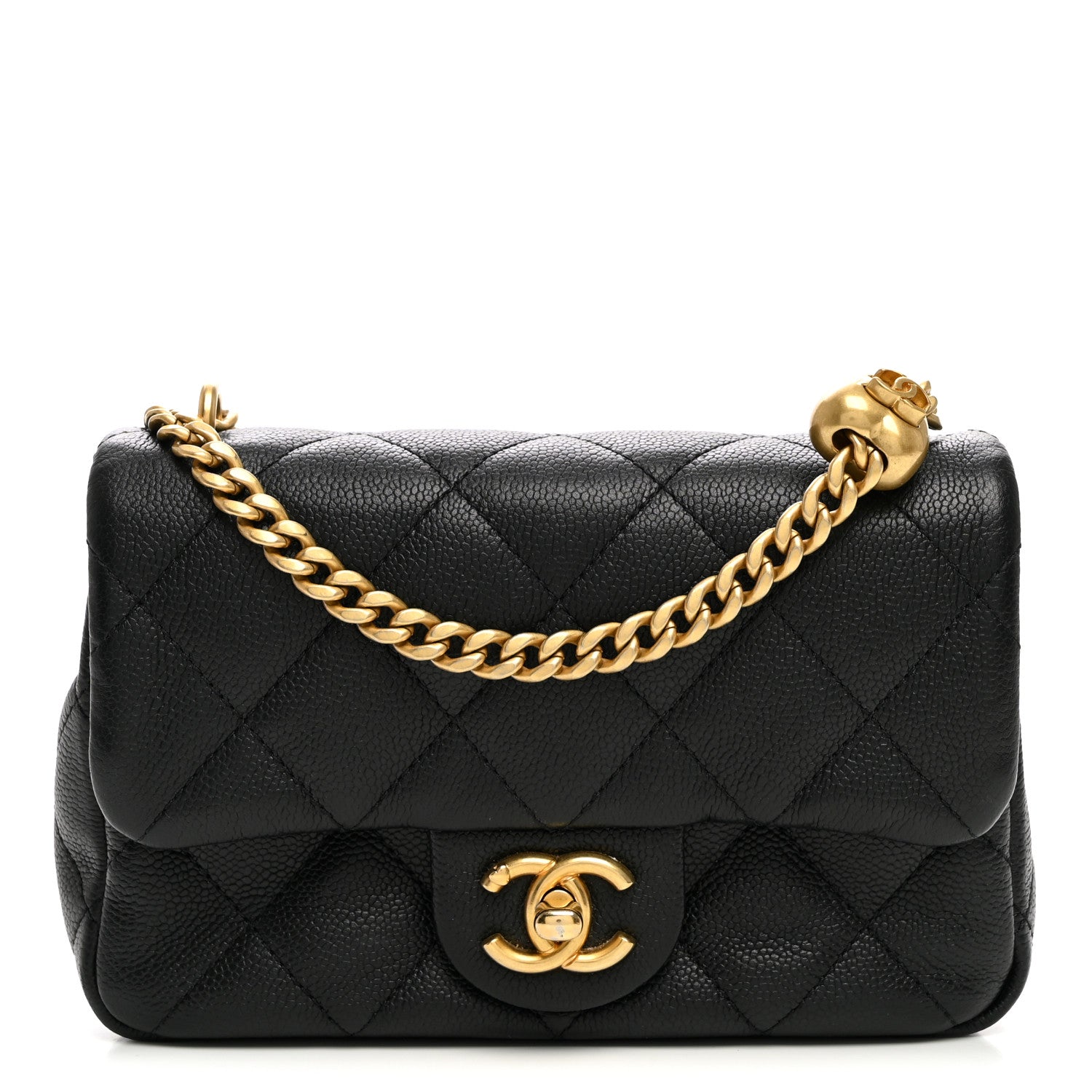 Caviar Quilted Mini Sweetheart Rectangular Flap Black
