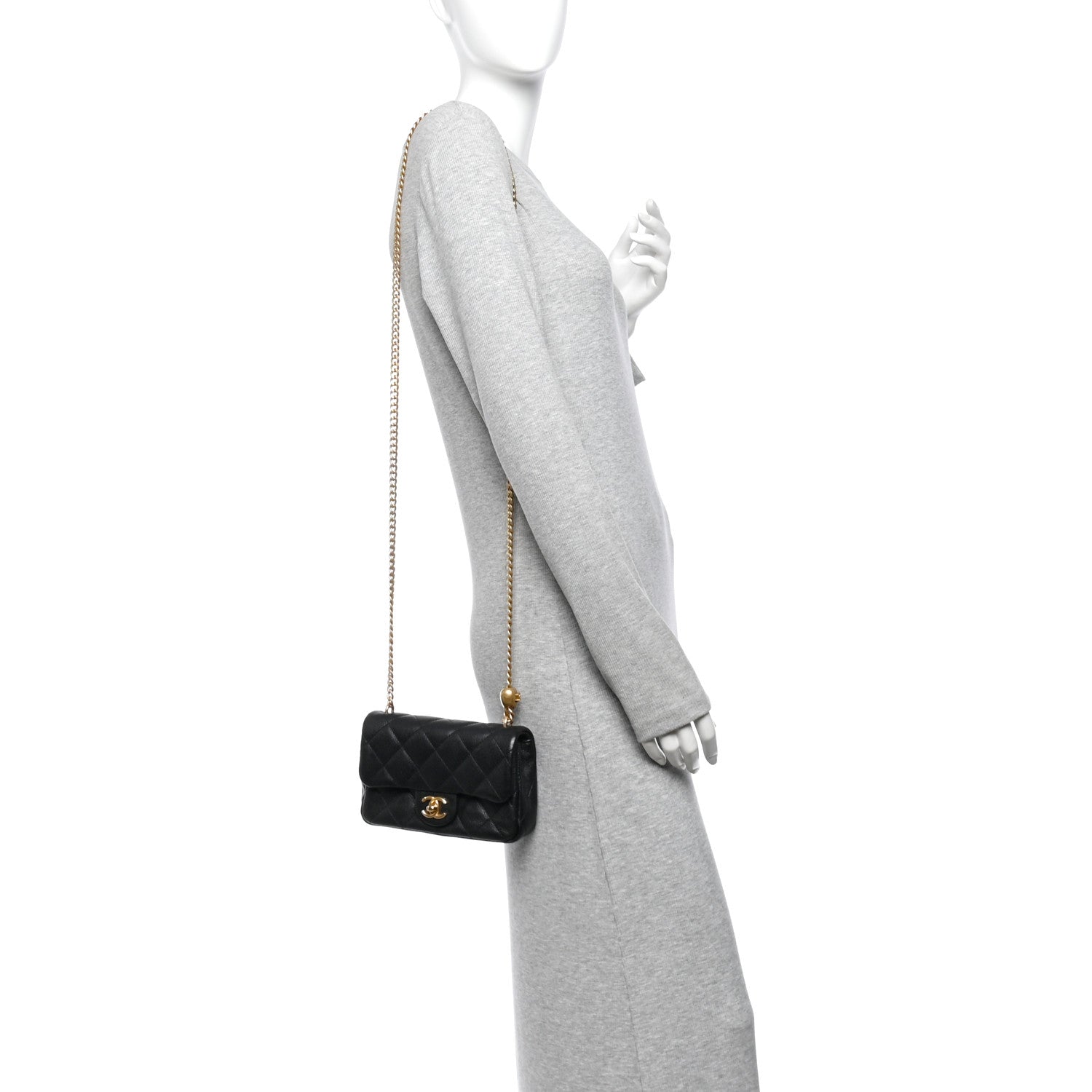 Caviar Quilted Mini Sweetheart Rectangular Flap Black — view 2