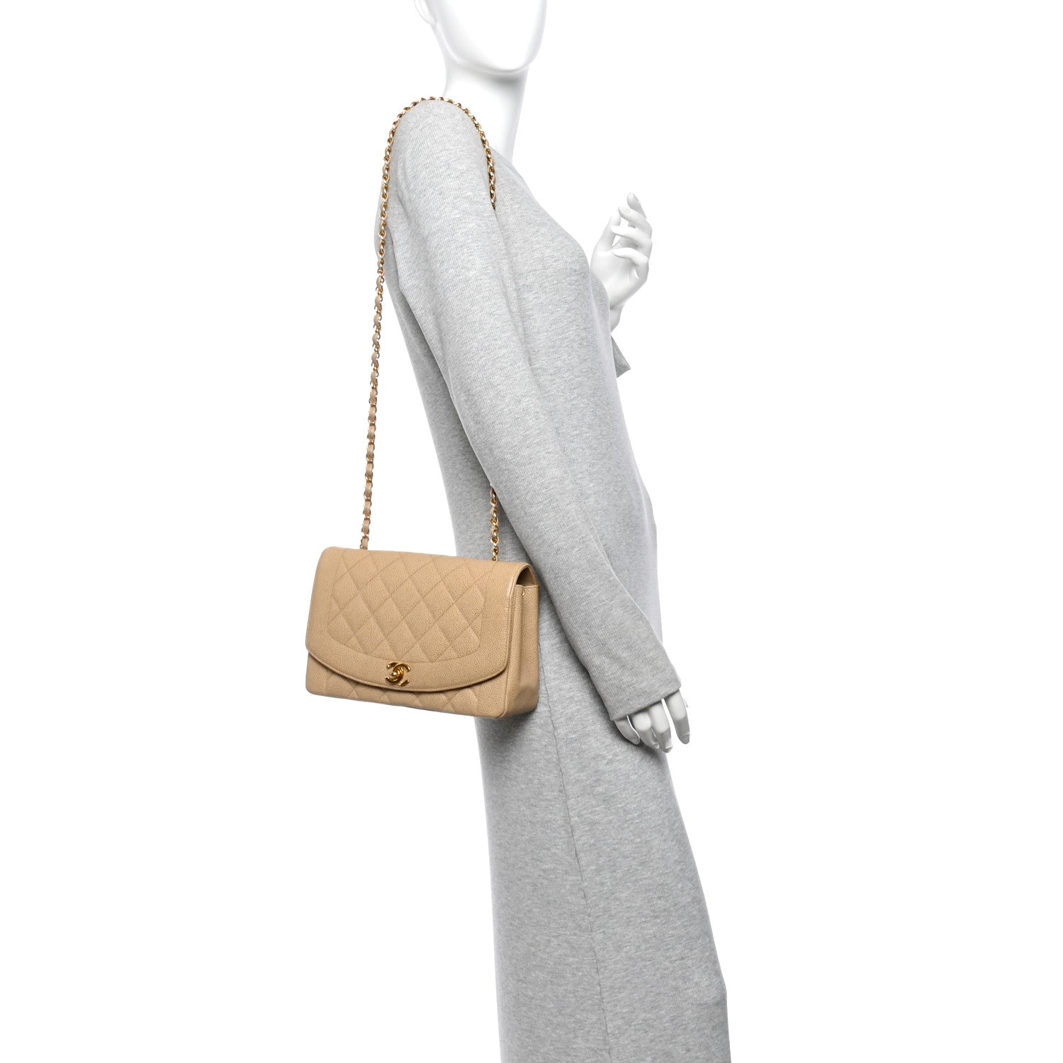 Caviar Quilted Medium Single Flap Beige — view 2