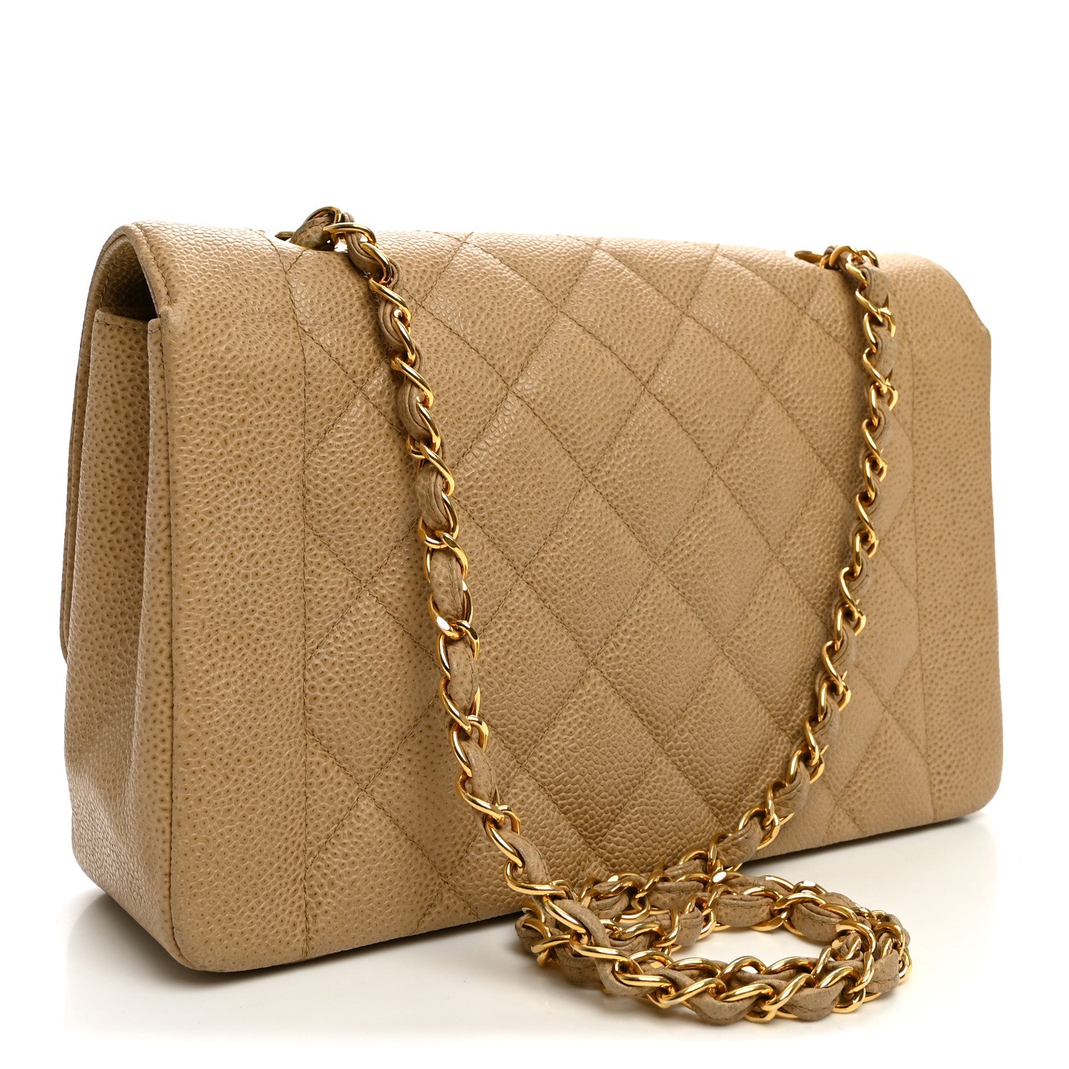 Caviar Quilted Medium Single Flap Beige — view 3