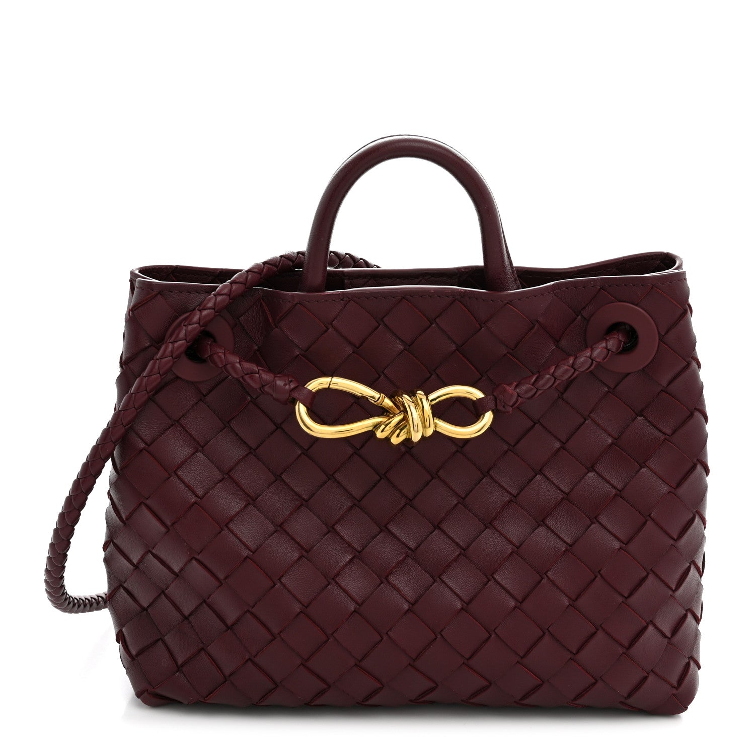 Nappa Intrecciato Small Andiamo Shoulder Bag Barolo