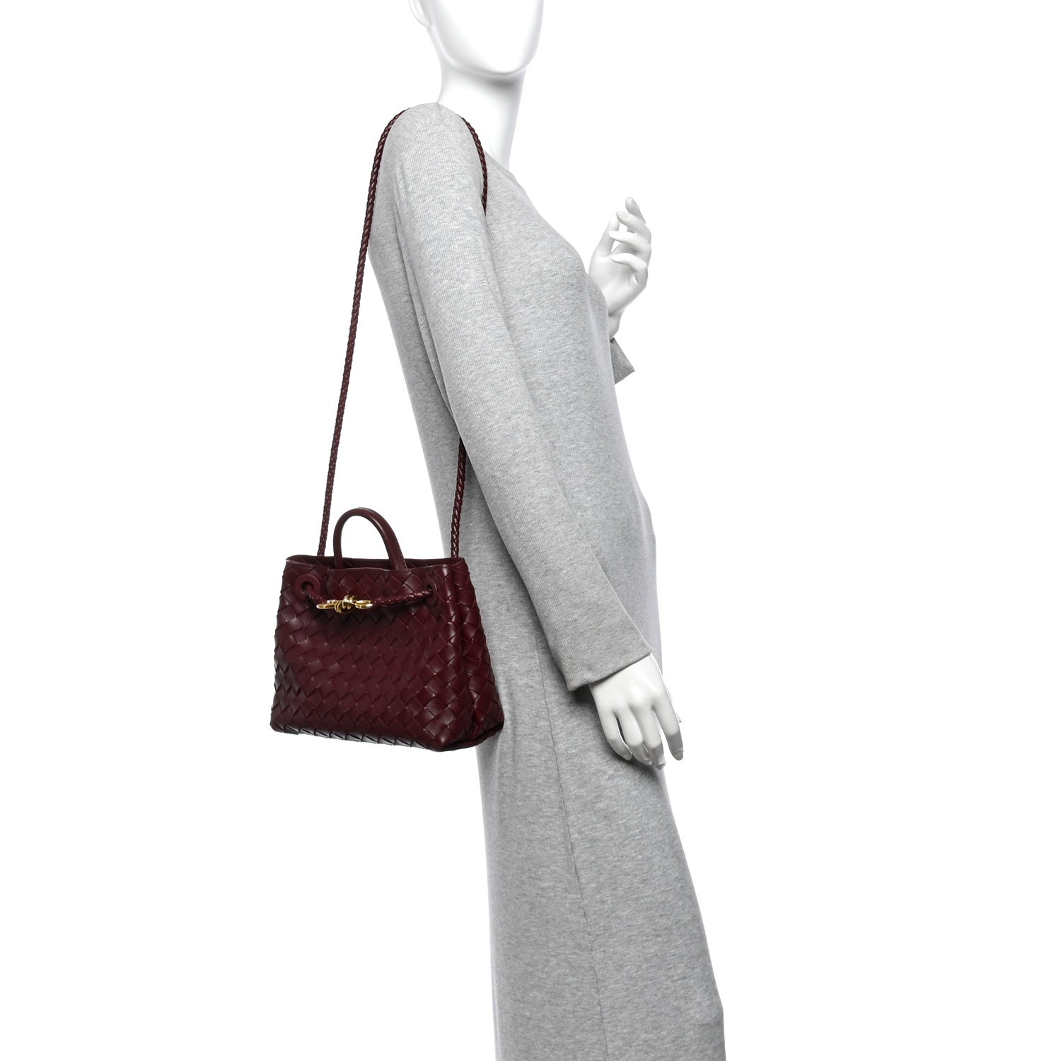 Nappa Intrecciato Small Andiamo Shoulder Bag Barolo — view 2