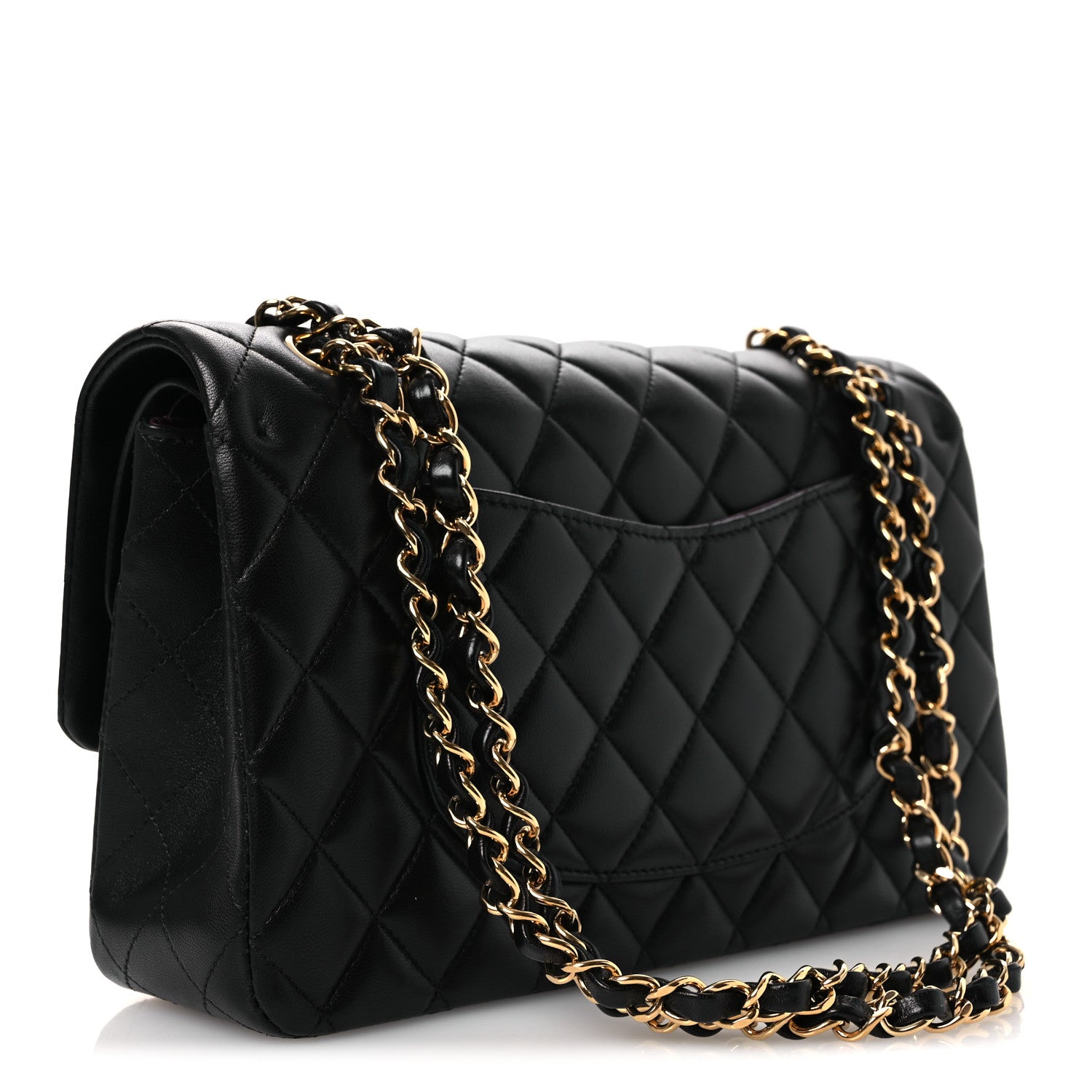 Lambskin Quilted Medium Double Flap Black — view 3