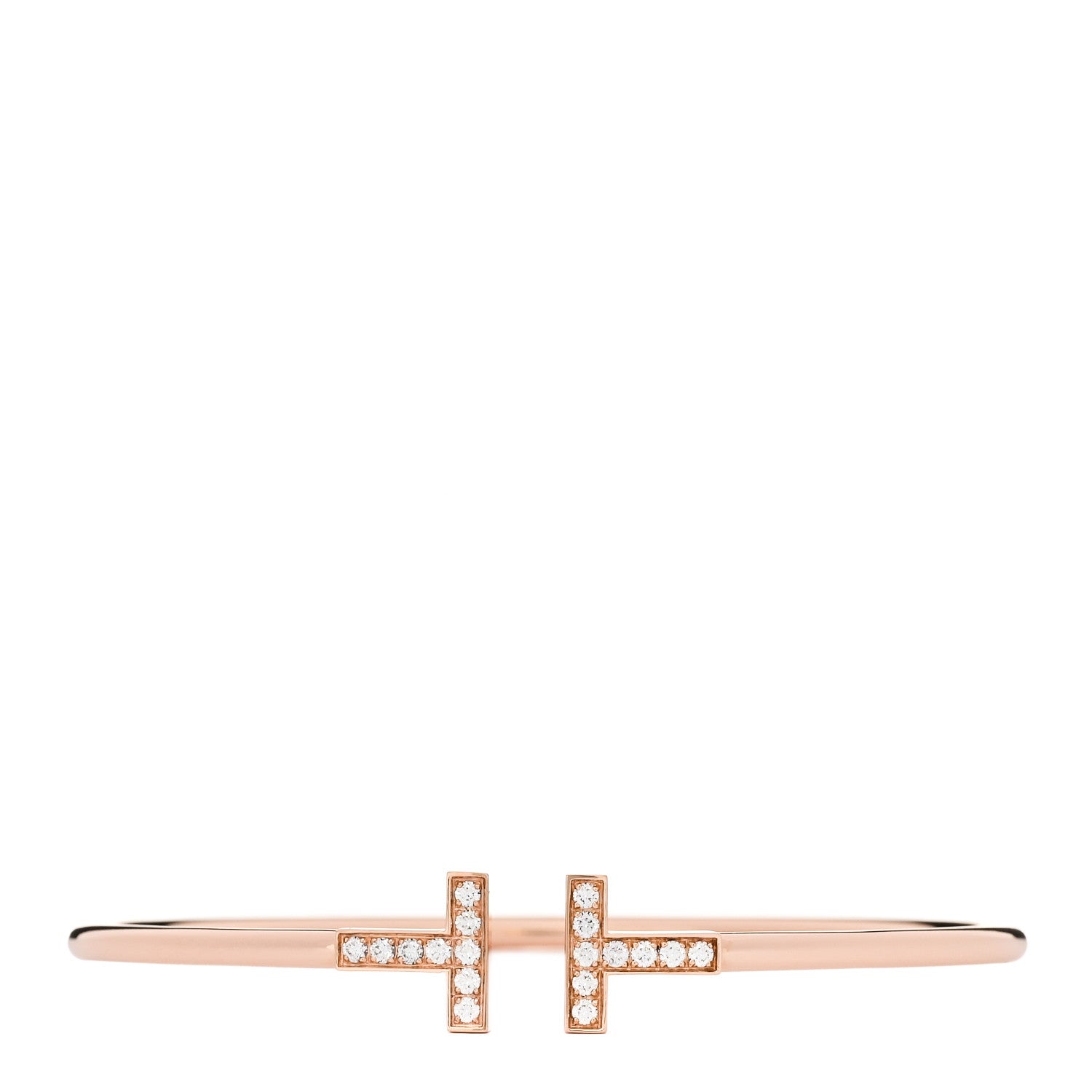 18K Rose Gold Diamond T Wire Bracelet