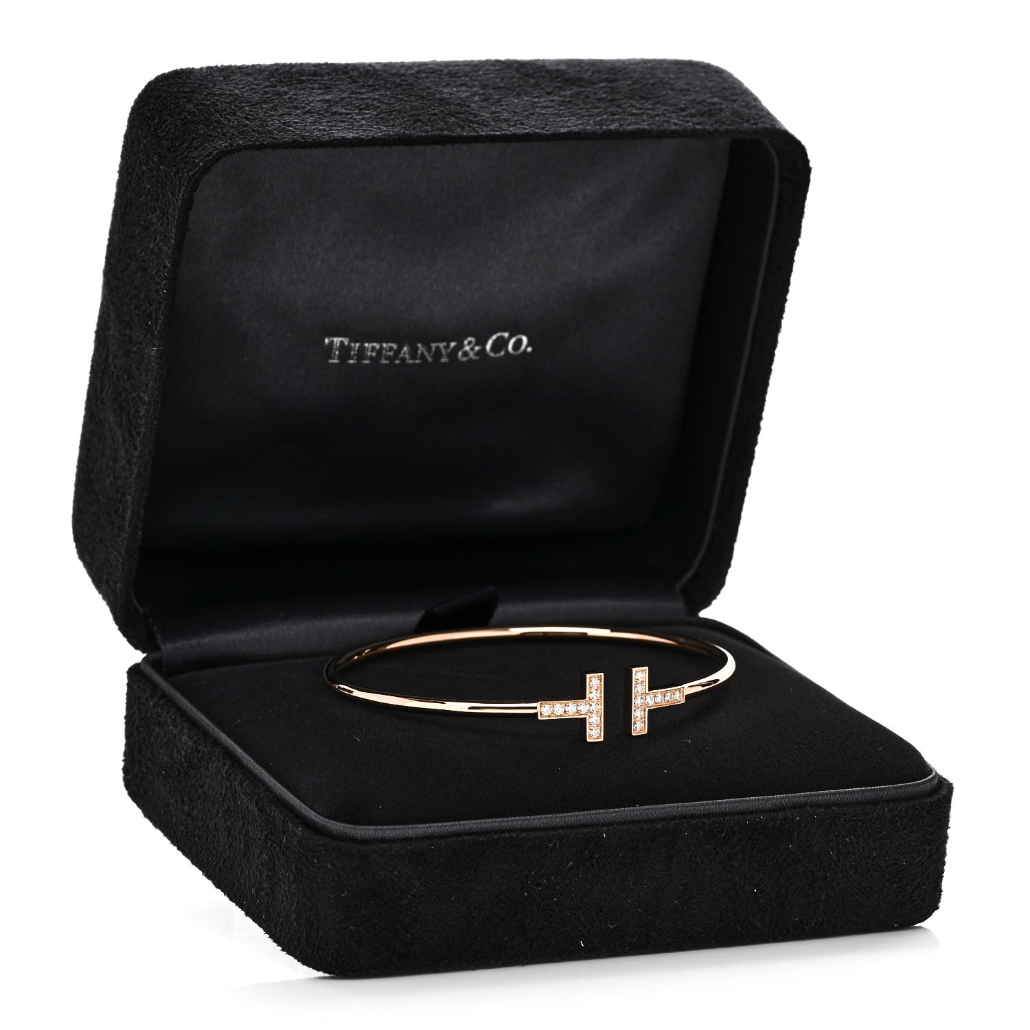 18K Rose Gold Diamond T Wire Bracelet — view 4