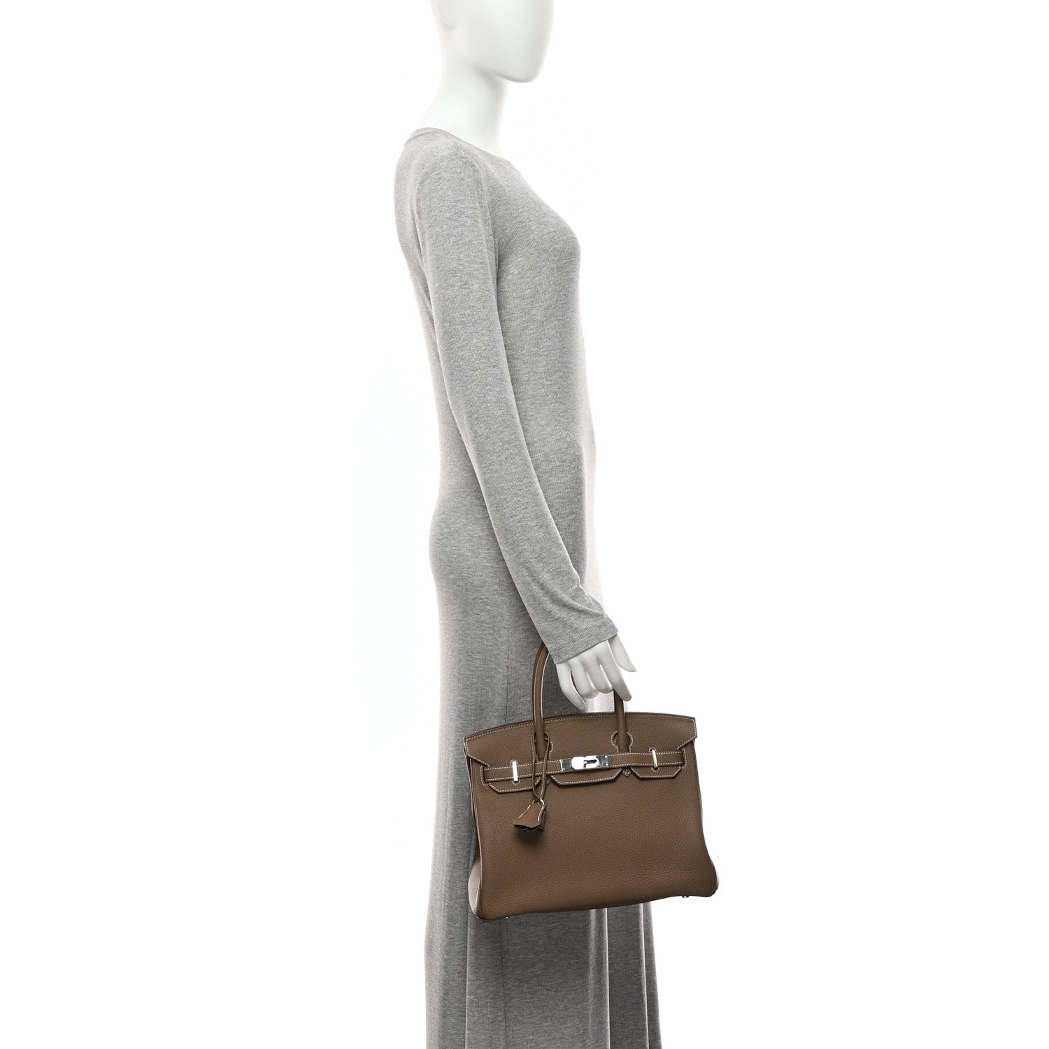 Taurillon Clemence Birkin 30 Etoupe — view 2