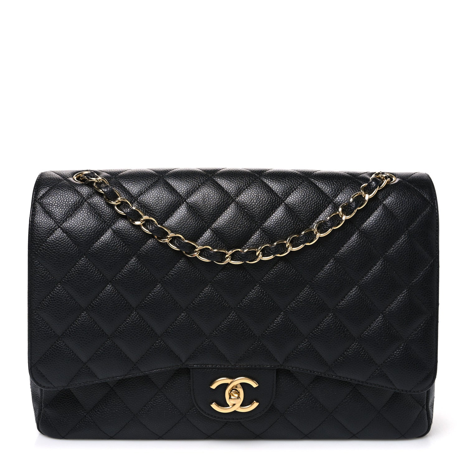 Caviar Quilted Maxi Double Flap Black