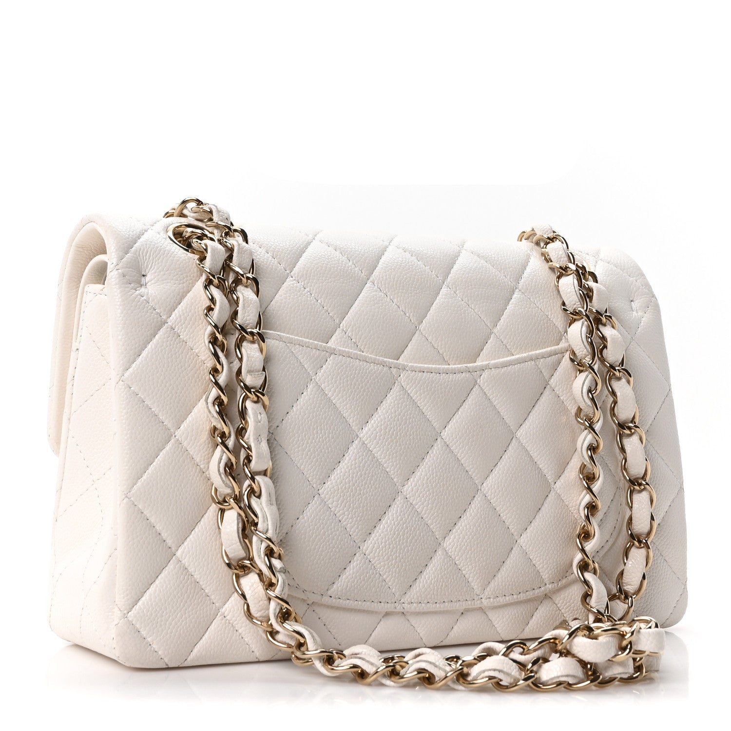 Caviar Quilted Small Double Flap White — view 3